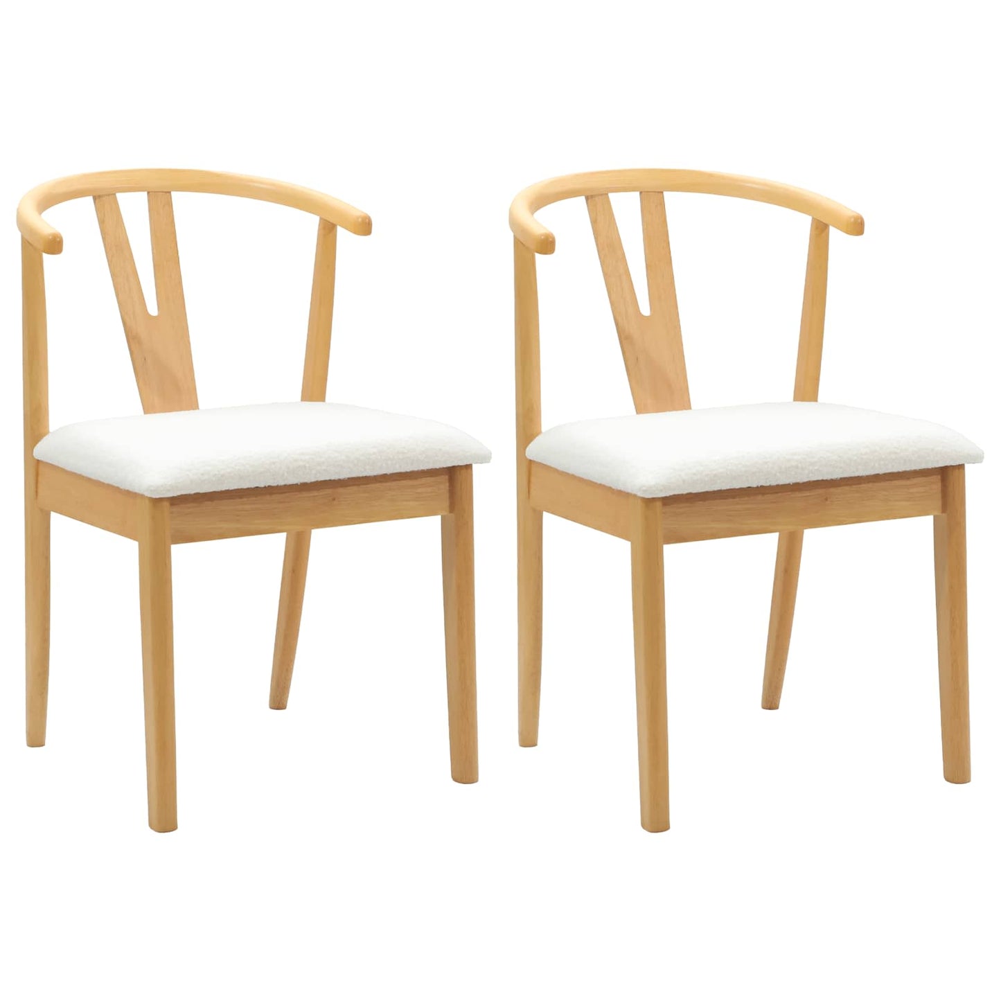 Dining Chair 2 pcs Natural and Light Solid Rubber Wood
