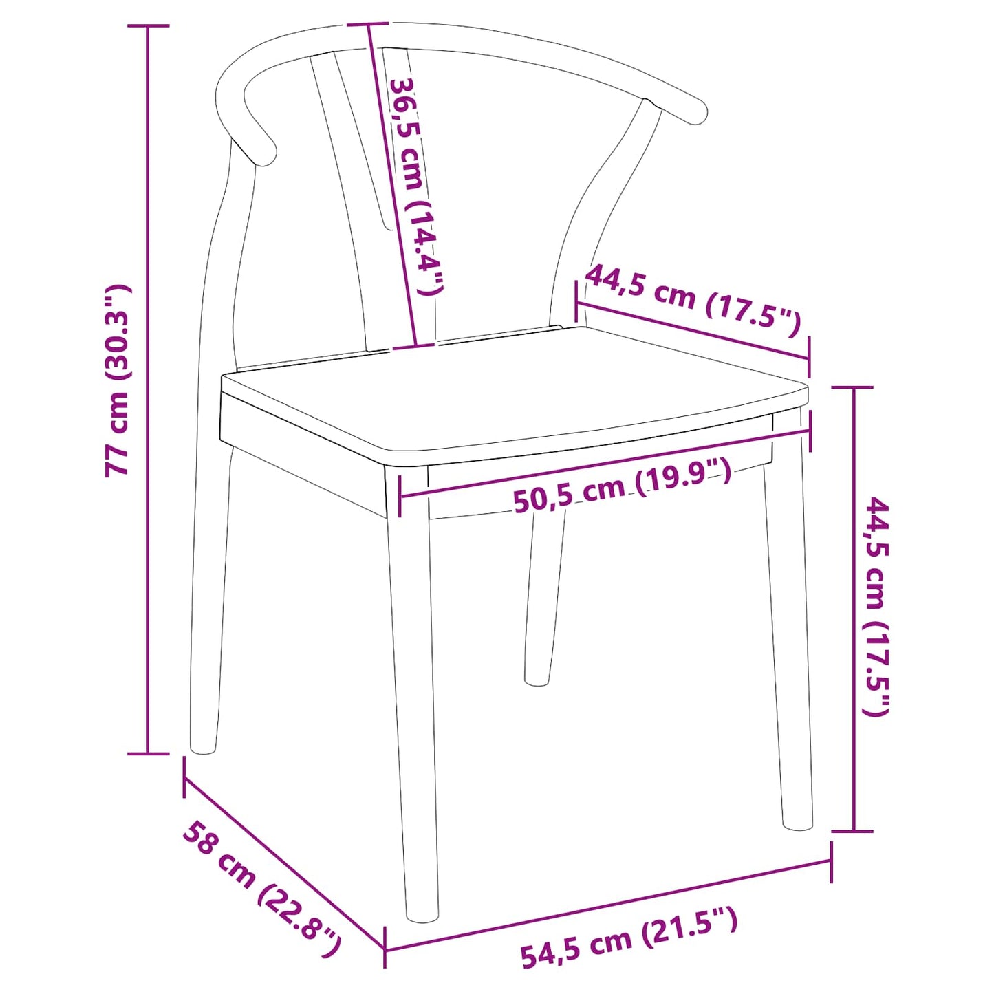 Dining Chair 2 pcs White and White Solid Rubber Wood