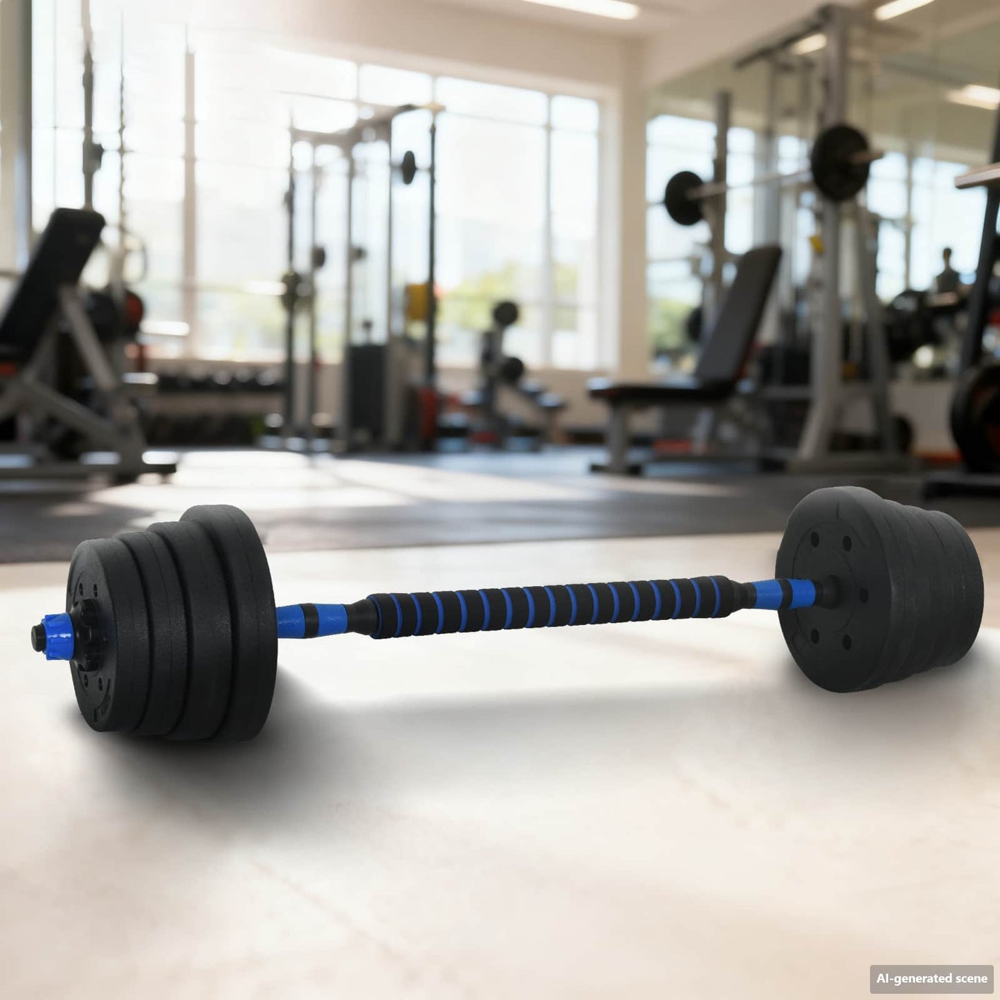 2-in-1 Dumbbell Barbell Set 30 kg Black and Blue