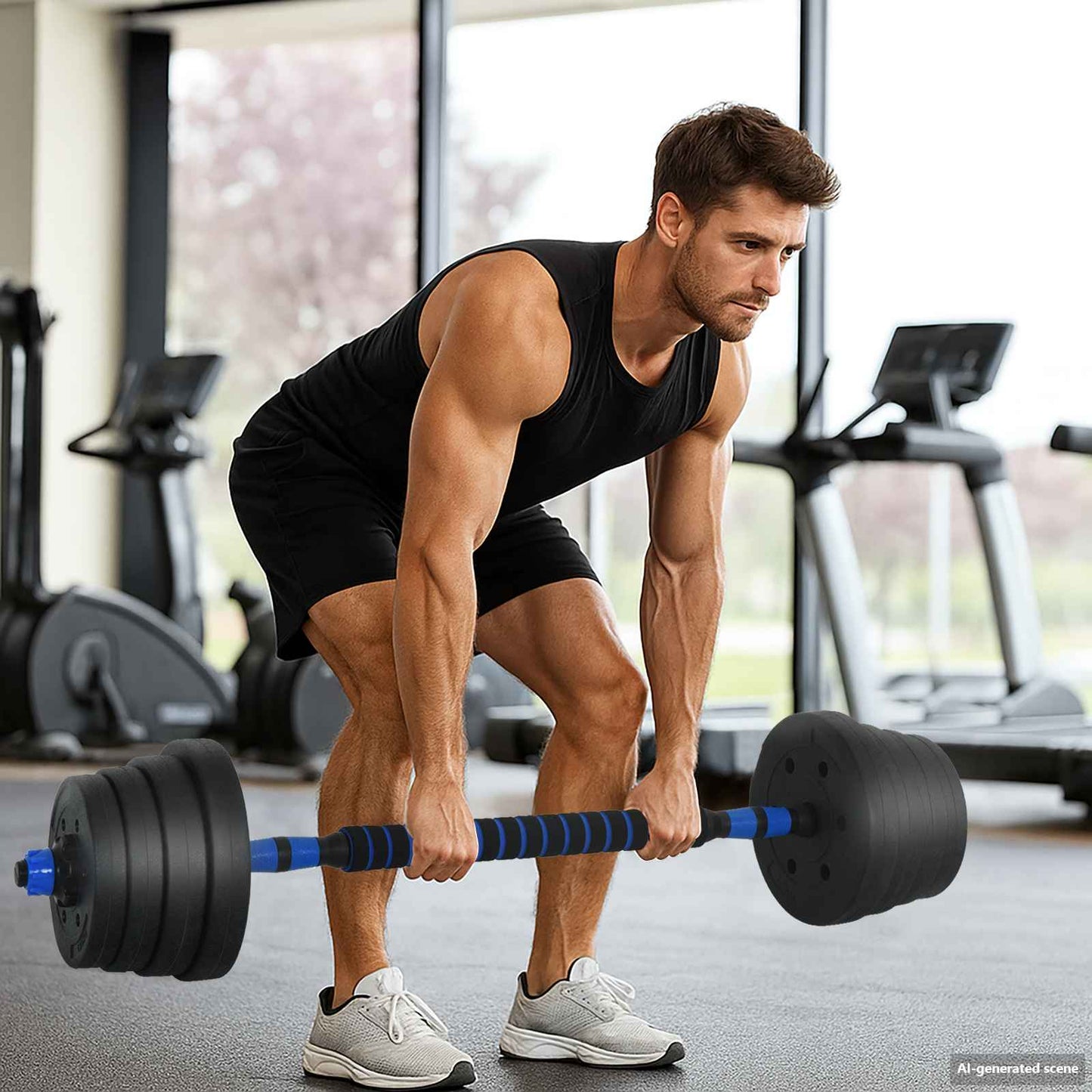 2-in-1 Dumbbell Barbell Set 30 kg Black and Blue