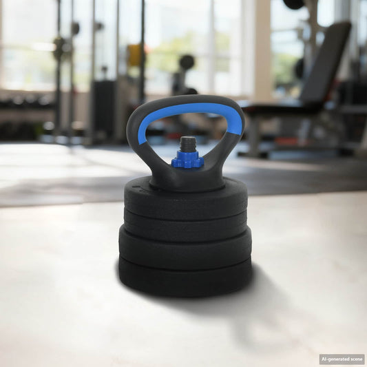 4-in-1 Dumbbell Barbell Kettlebell Set 20 kg Black and Blue