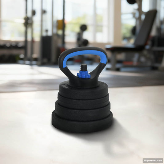 4-in-1 Dumbbell Barbell Kettlebell Set 30 kg Black and Blue
