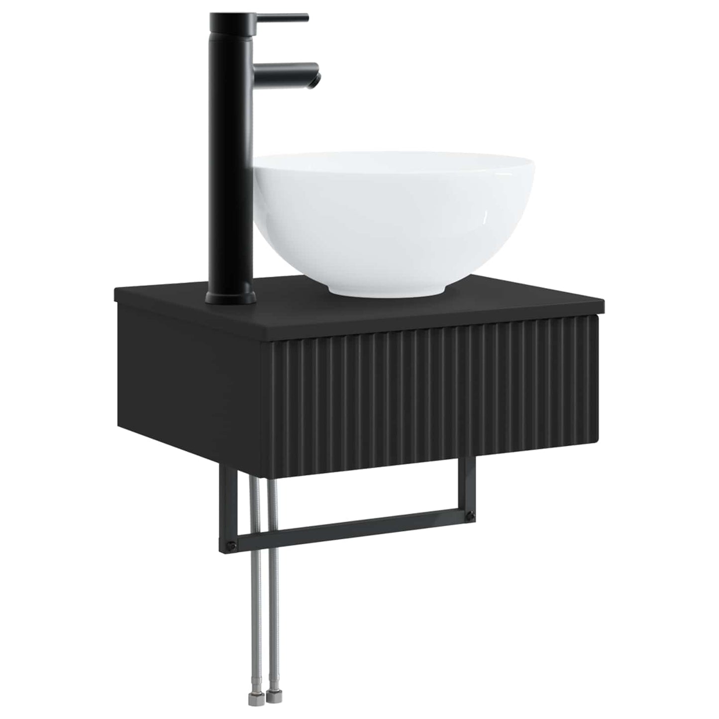 Bathroom Furniture Set 3 pcs Black Engineered Wood