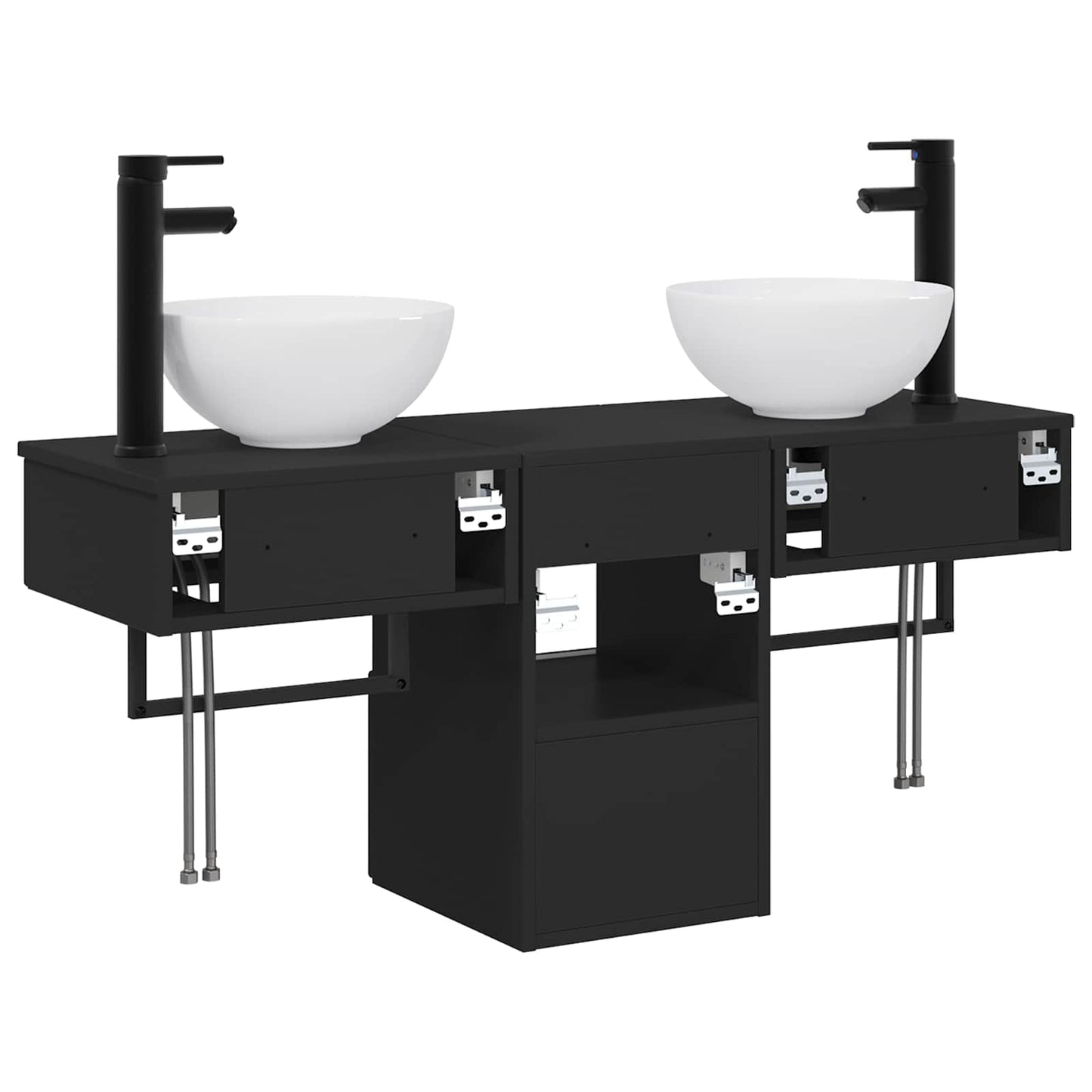 Bathroom Furniture Set 3 pcs Black Engineered Wood