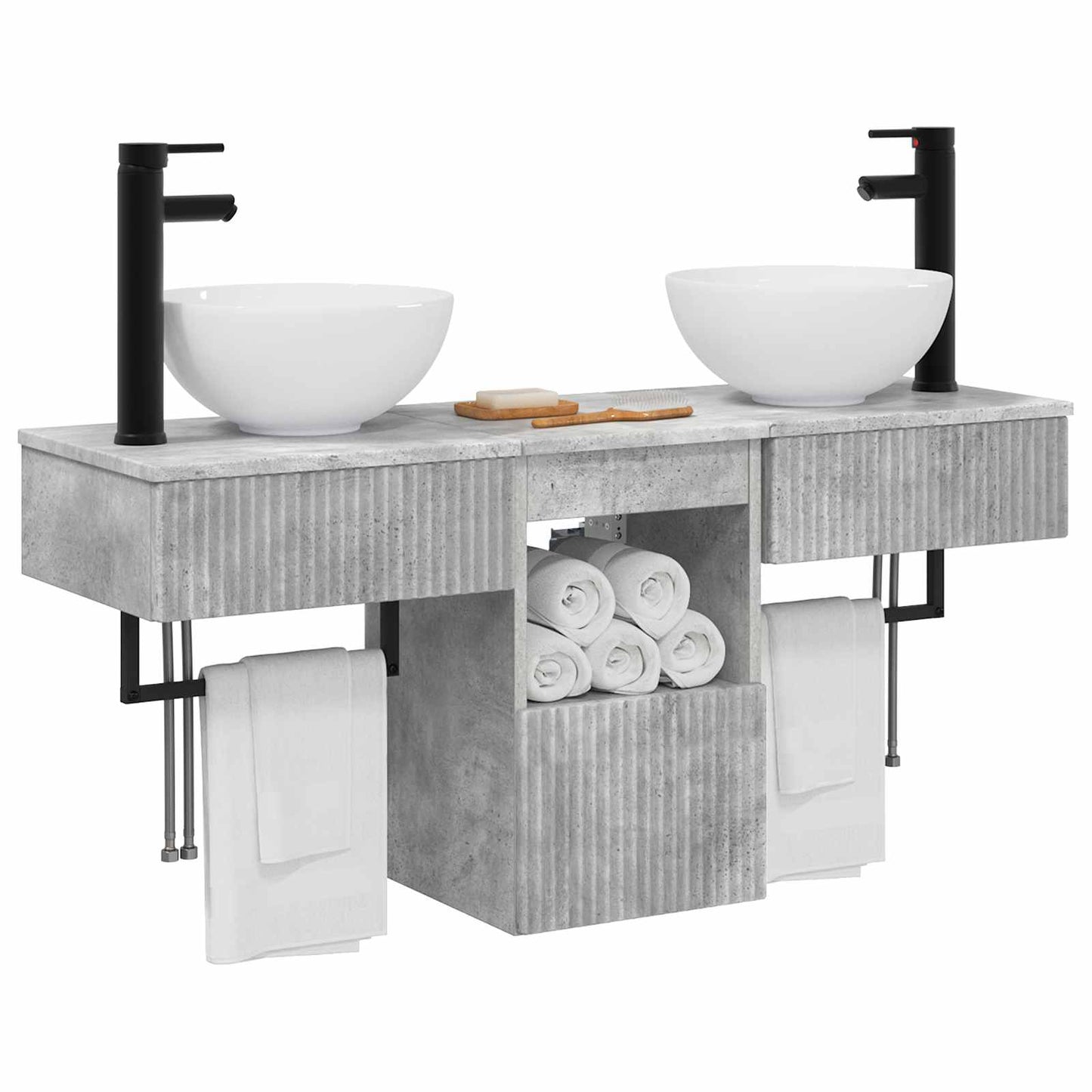 Bathroom Furniture Set 3 pcs Concrete Grey Engineered Wood
