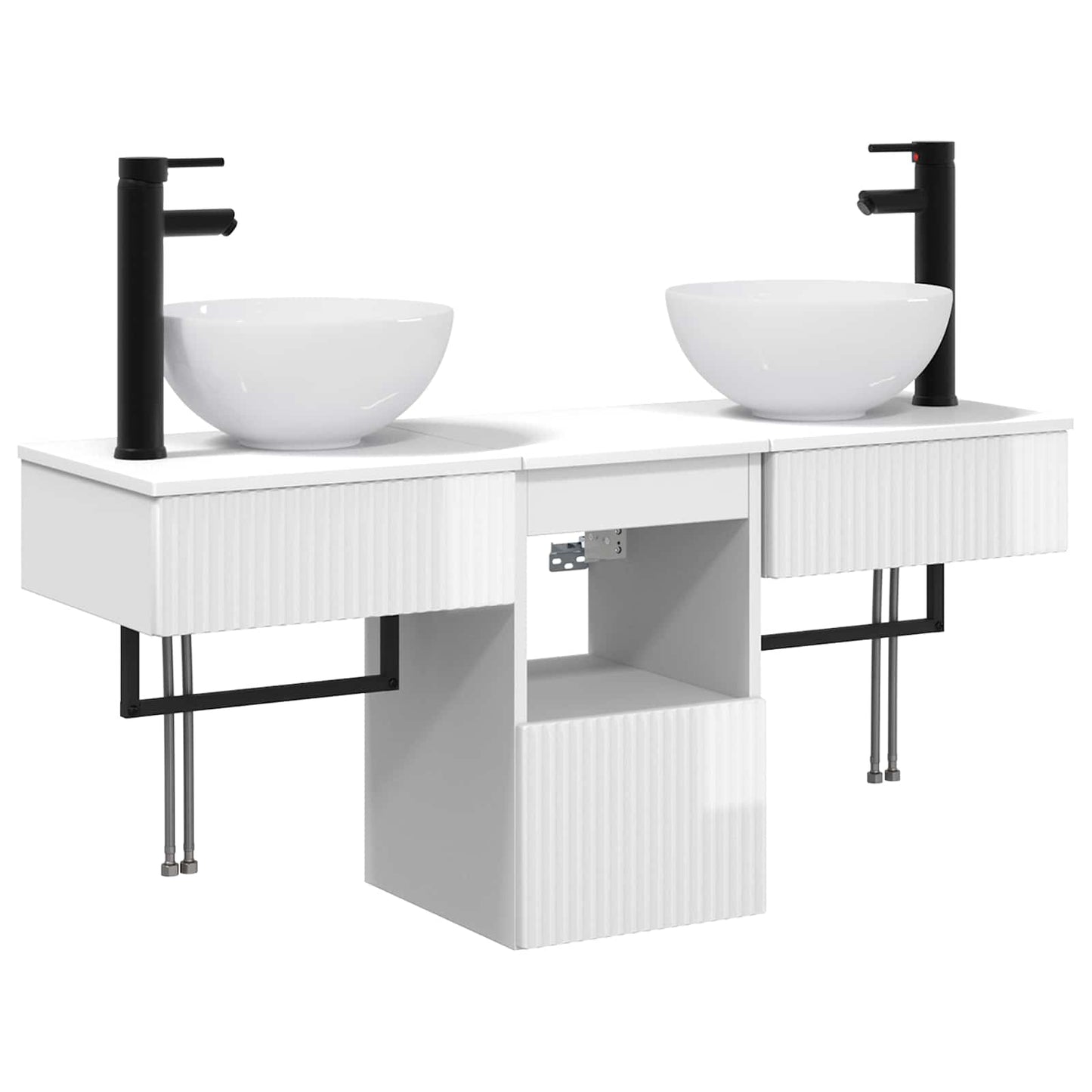 Bathroom Furniture Set 3 pcs High Gloss White Engineered Wood