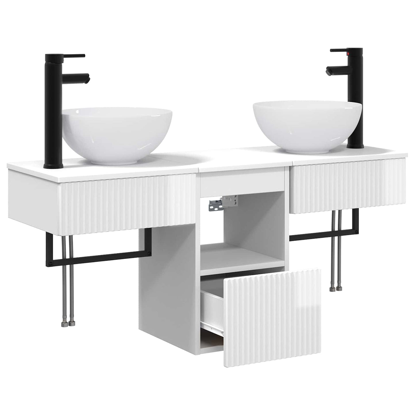 Bathroom Furniture Set 3 pcs High Gloss White Engineered Wood