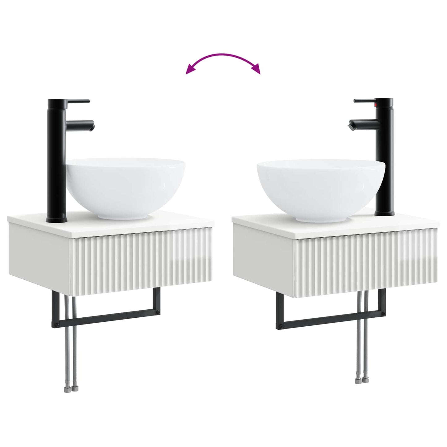 Bathroom Furniture Set 3 pcs High Gloss White Engineered Wood