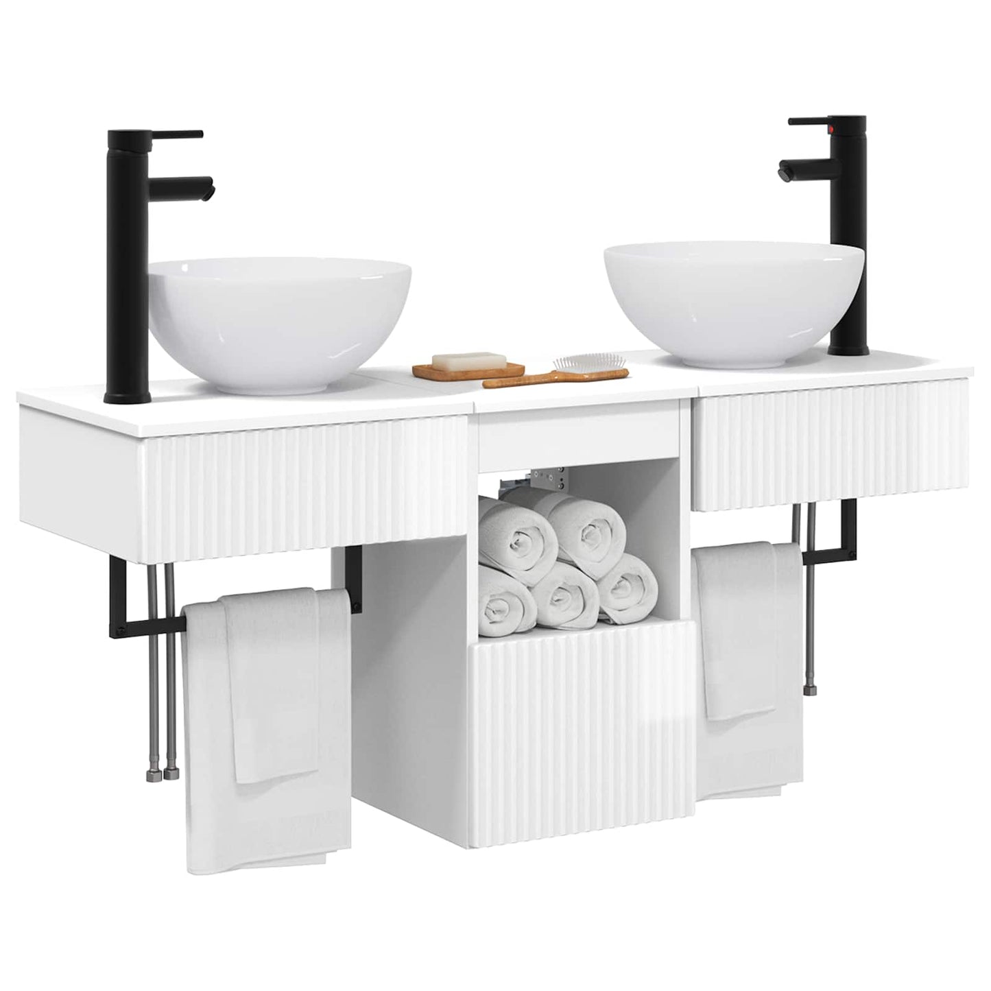 Bathroom Furniture Set 3 pcs High Gloss White Engineered Wood