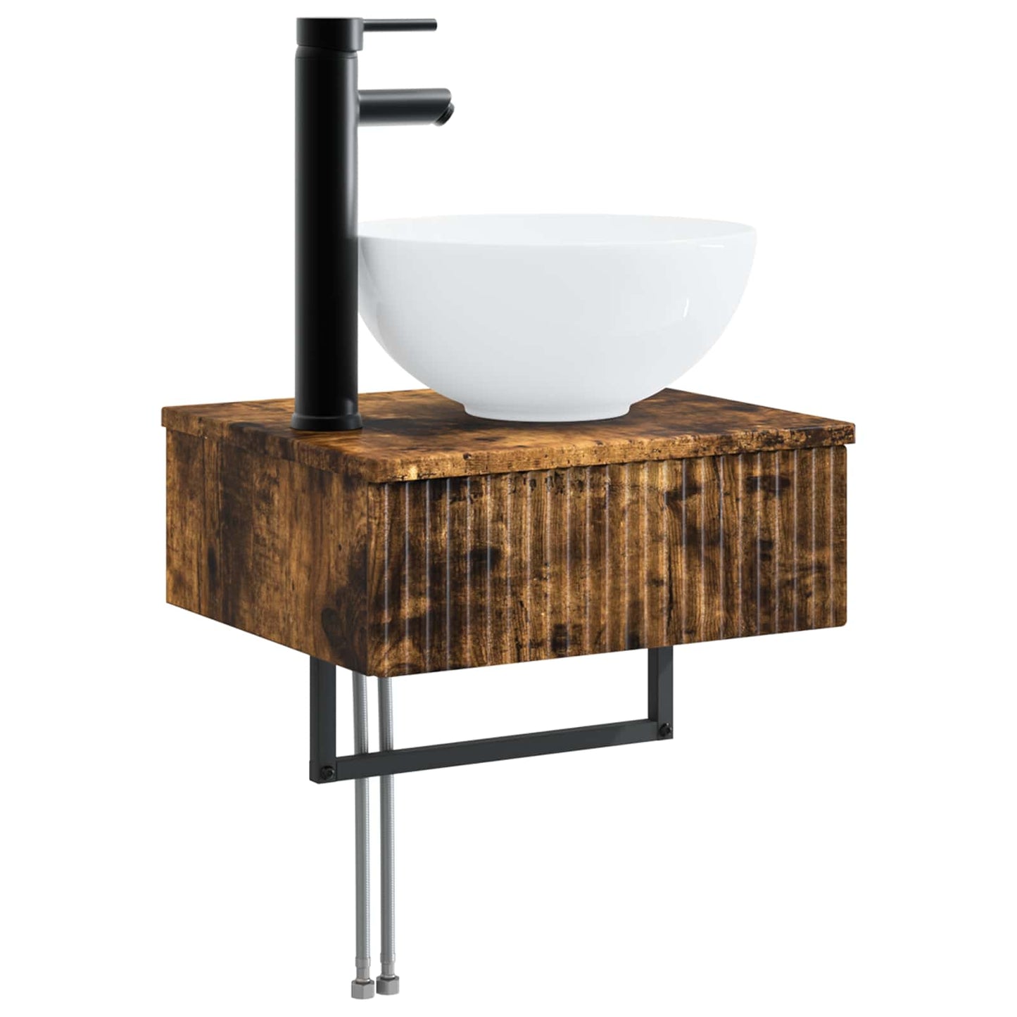 Bathroom Furniture Set 3 pcs Smoked Oak Engineered Wood