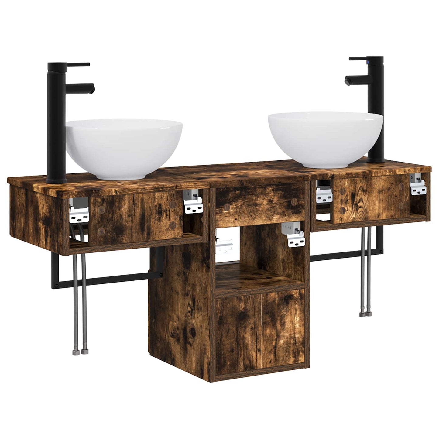 Bathroom Furniture Set 3 pcs Smoked Oak Engineered Wood