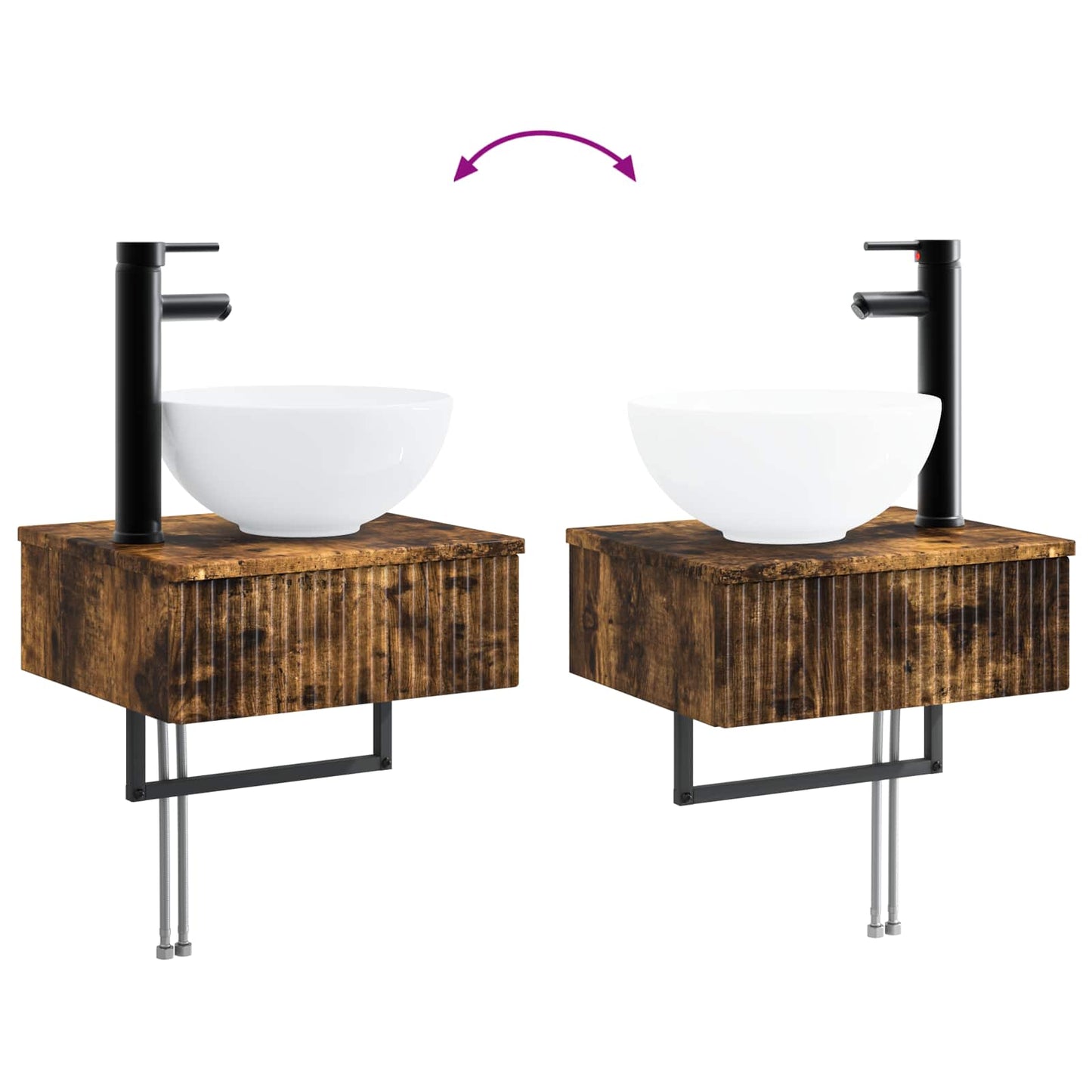 Bathroom Furniture Set 3 pcs Smoked Oak Engineered Wood