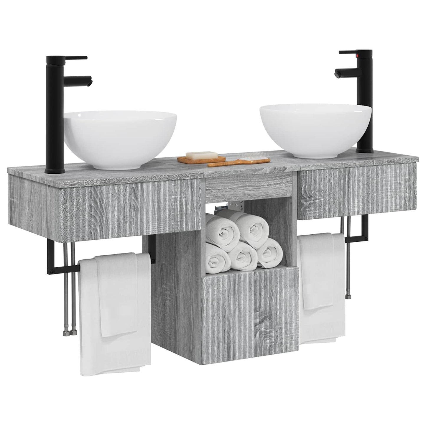 Bathroom Furniture Set 3 pcs Grey Sonoma Engineered Wood