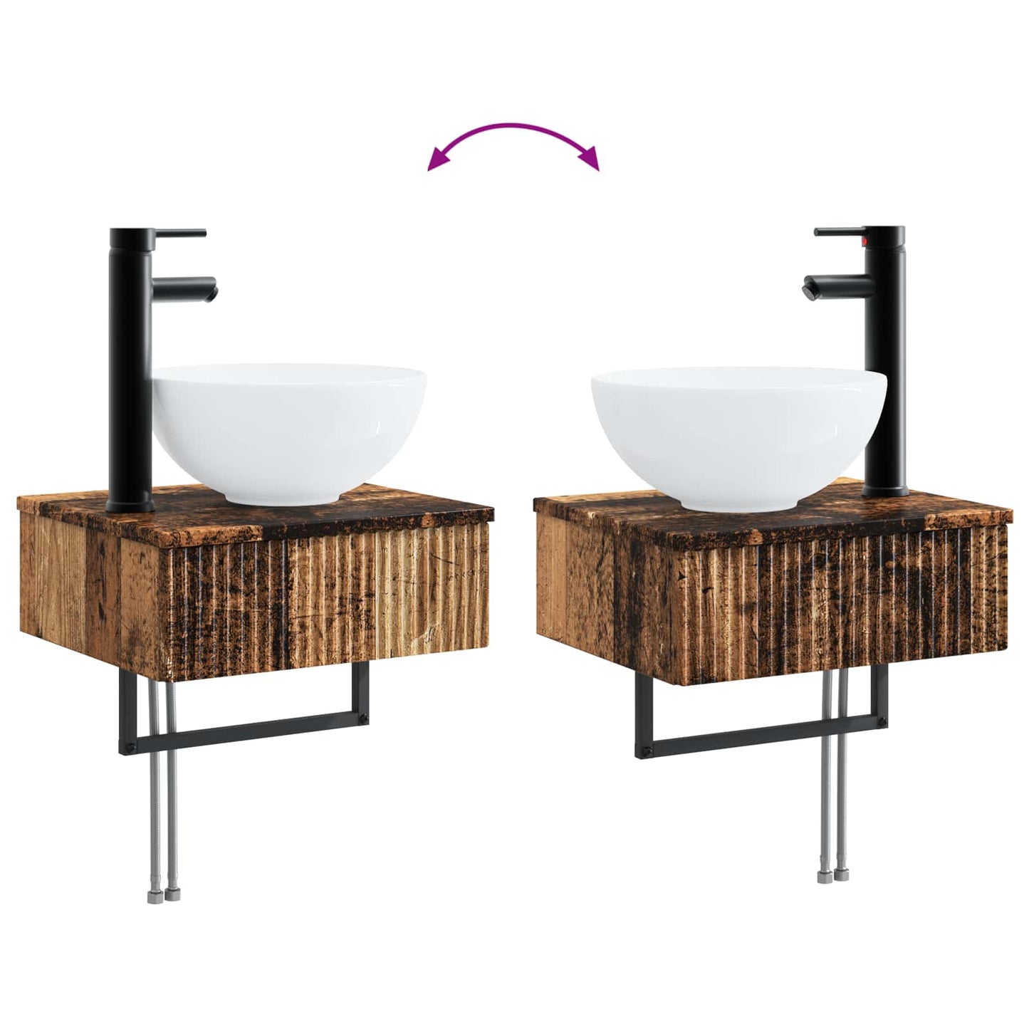 Bathroom Furniture Set 3 pcs Old Wood Engineered Wood