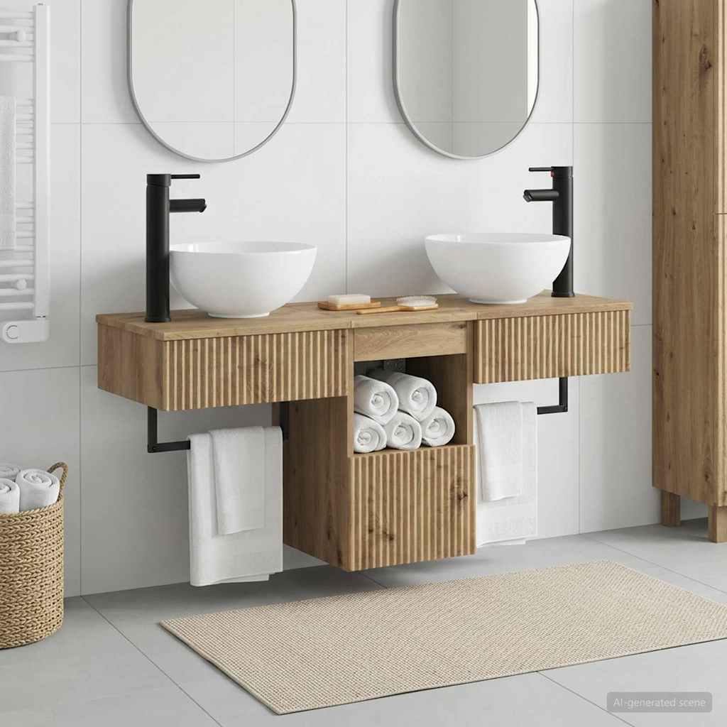 Bathroom Furniture Set 3 pcs Artisan Oak Engineered Wood