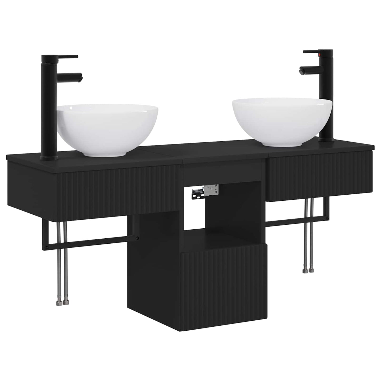 Bathroom Furniture Set 3 pcs Black Engineered Wood