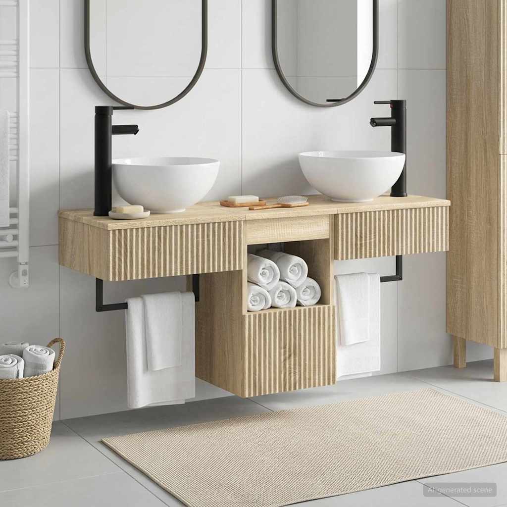 Bathroom Furniture Set 3 pcs Sonoma Oak Engineered Wood
