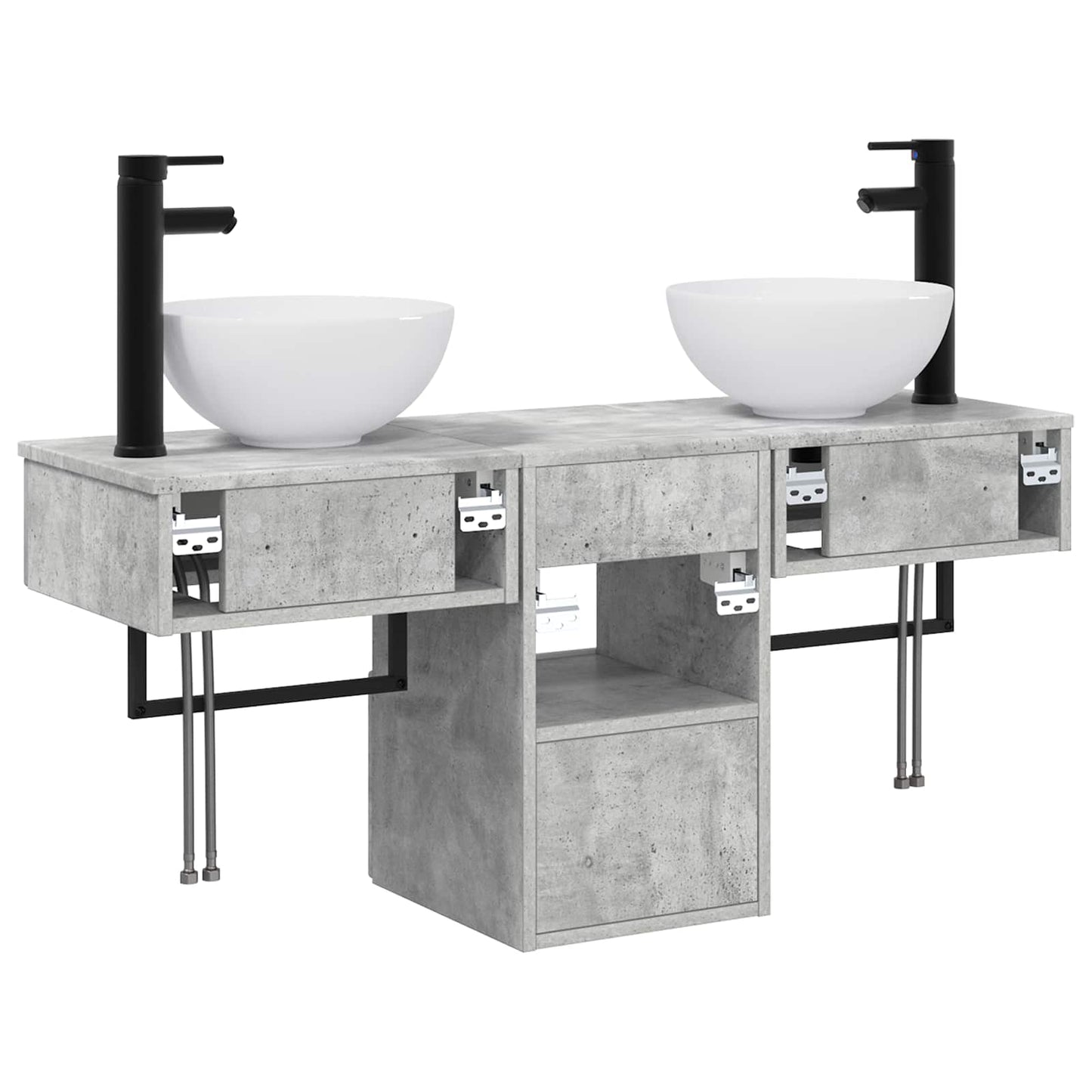 Bathroom Furniture Set 3 pcs Concrete Grey Engineered Wood