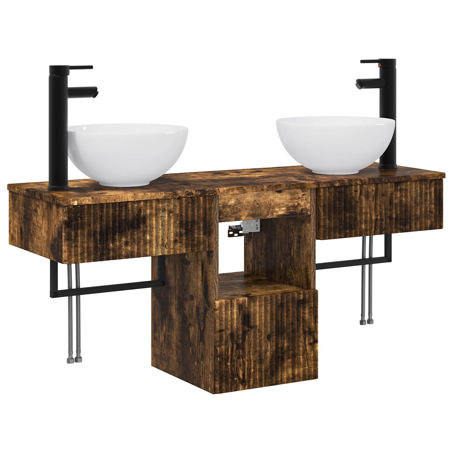 Bathroom Furniture Set 3 pcs Smoked Oak Engineered Wood