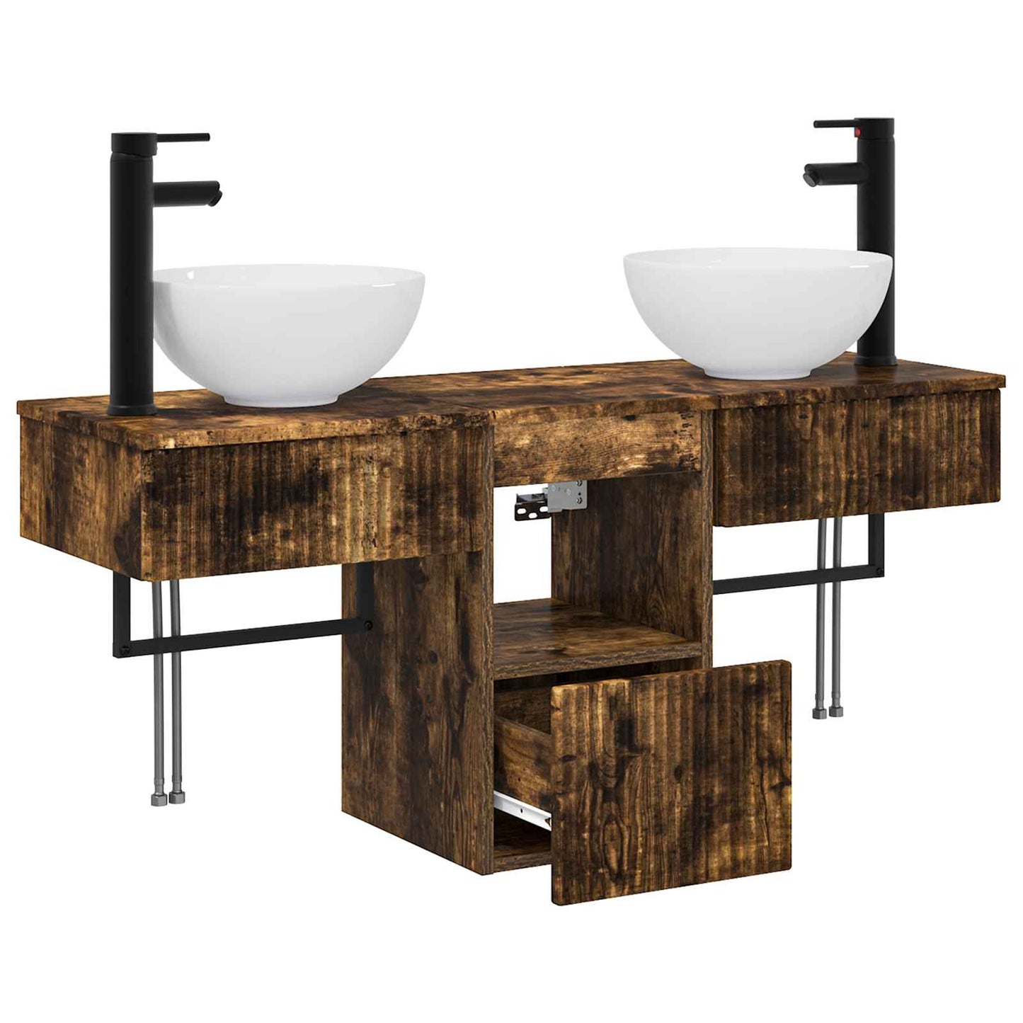 Bathroom Furniture Set 3 pcs Smoked Oak Engineered Wood