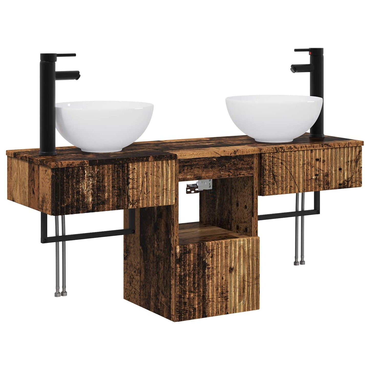 Bathroom Furniture Set 3 pcs Old Wood Engineered Wood