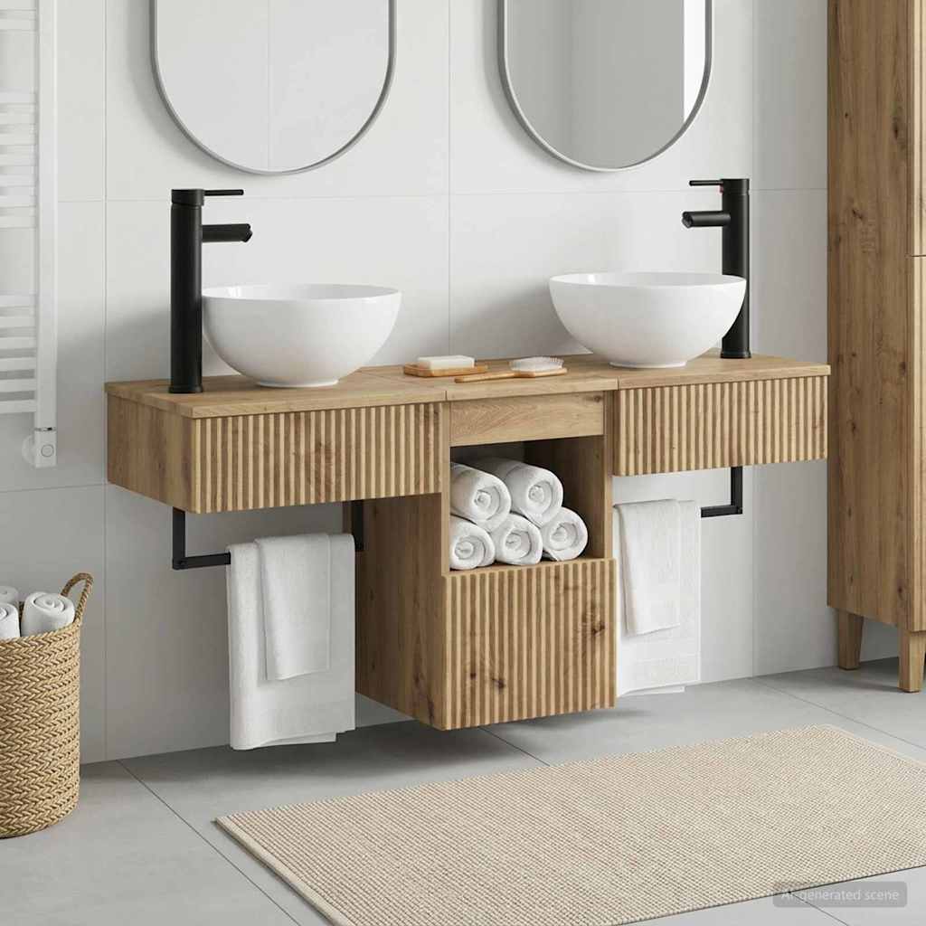 Bathroom Furniture Set 3 pcs Artisan Oak Engineered Wood