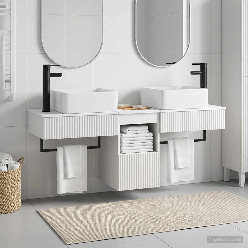 Bathroom Furniture Set 3 pcs White Engineered Wood