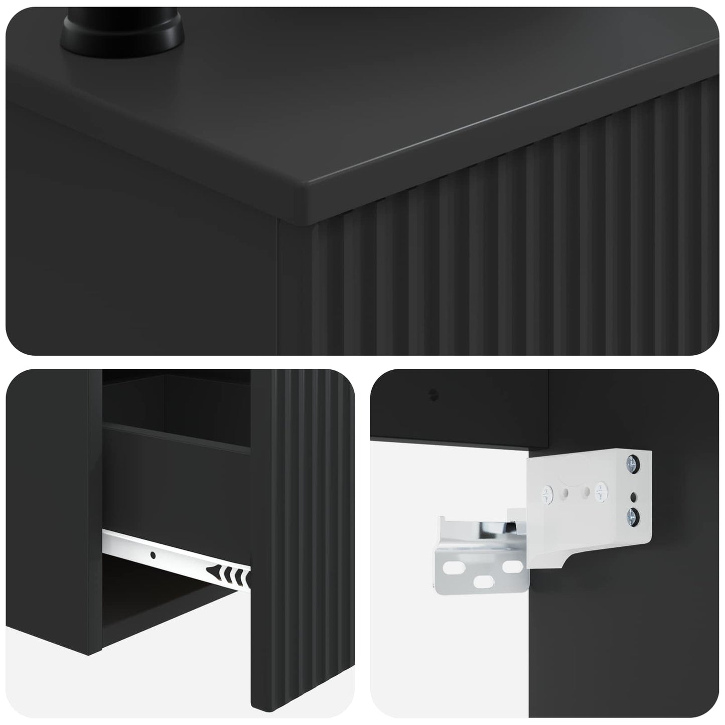 Bathroom Furniture Set 3 pcs Black Engineered Wood