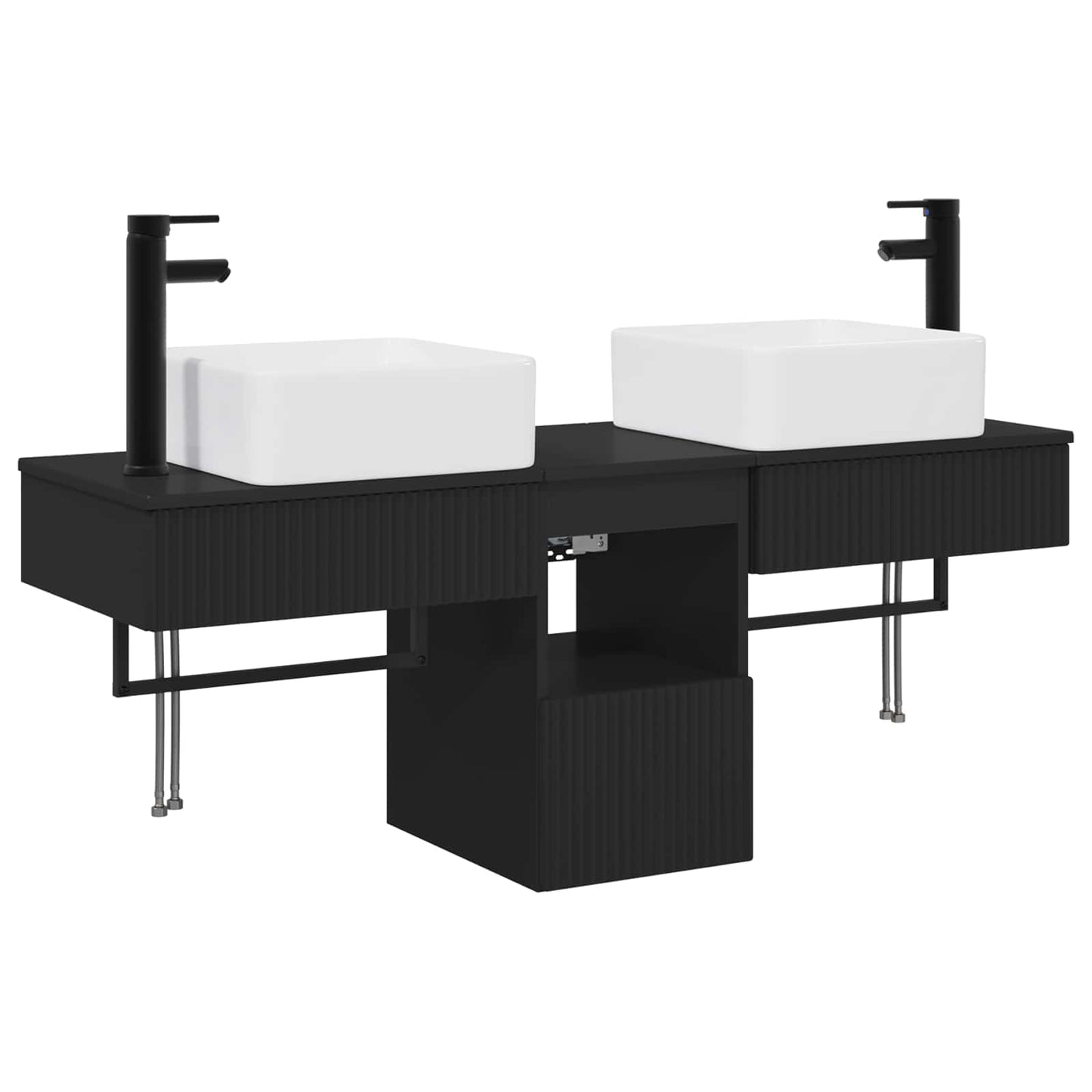 Bathroom Furniture Set 3 pcs Black Engineered Wood