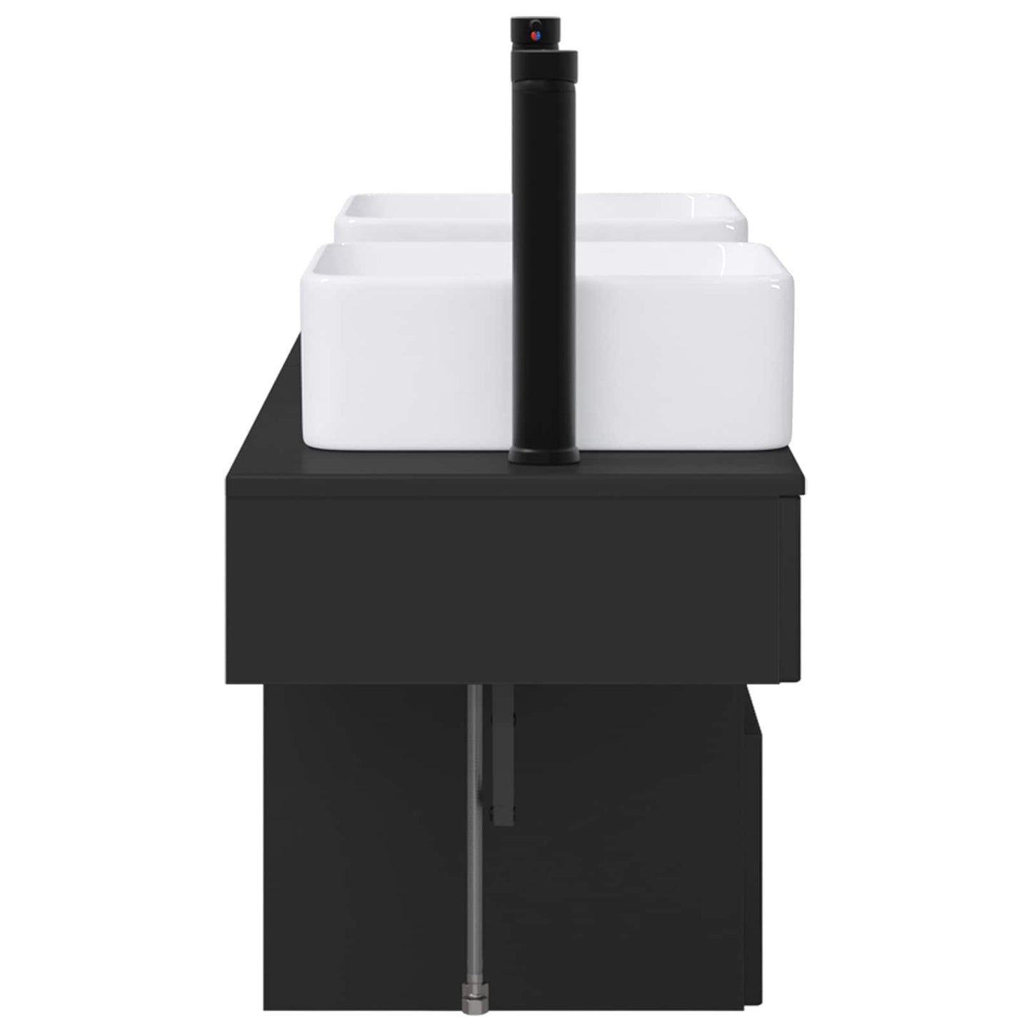 Bathroom Furniture Set 3 pcs Black Engineered Wood