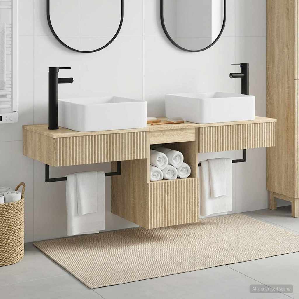 Bathroom Furniture Set 3 pcs Sonoma Oak Engineered Wood