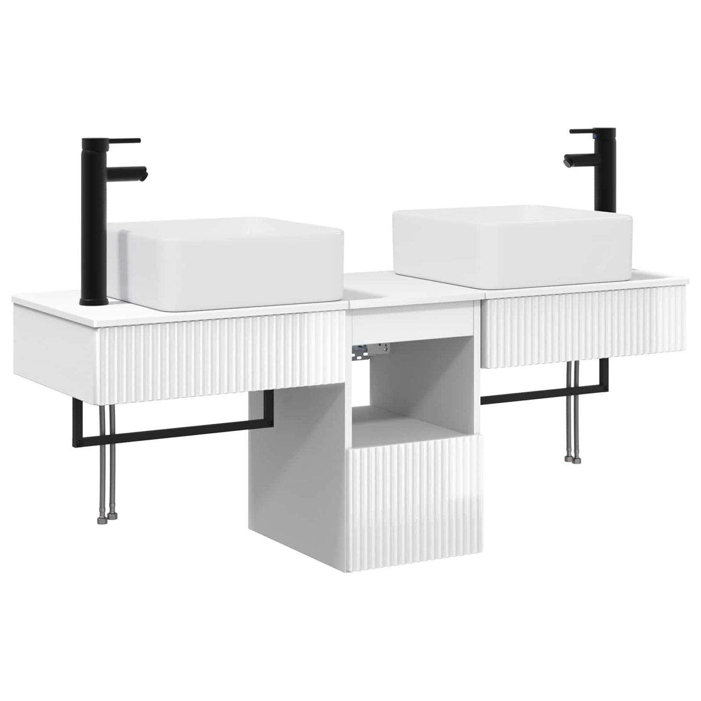 Bathroom Furniture Set 3 pcs High Gloss White Engineered Wood