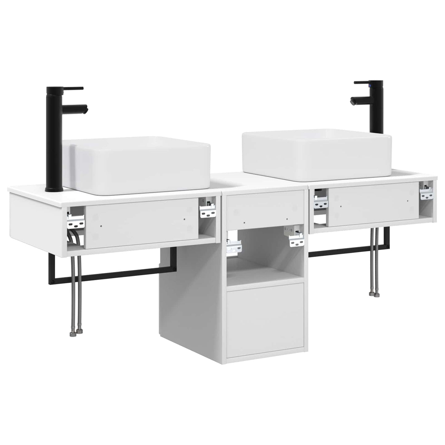 Bathroom Furniture Set 3 pcs High Gloss White Engineered Wood