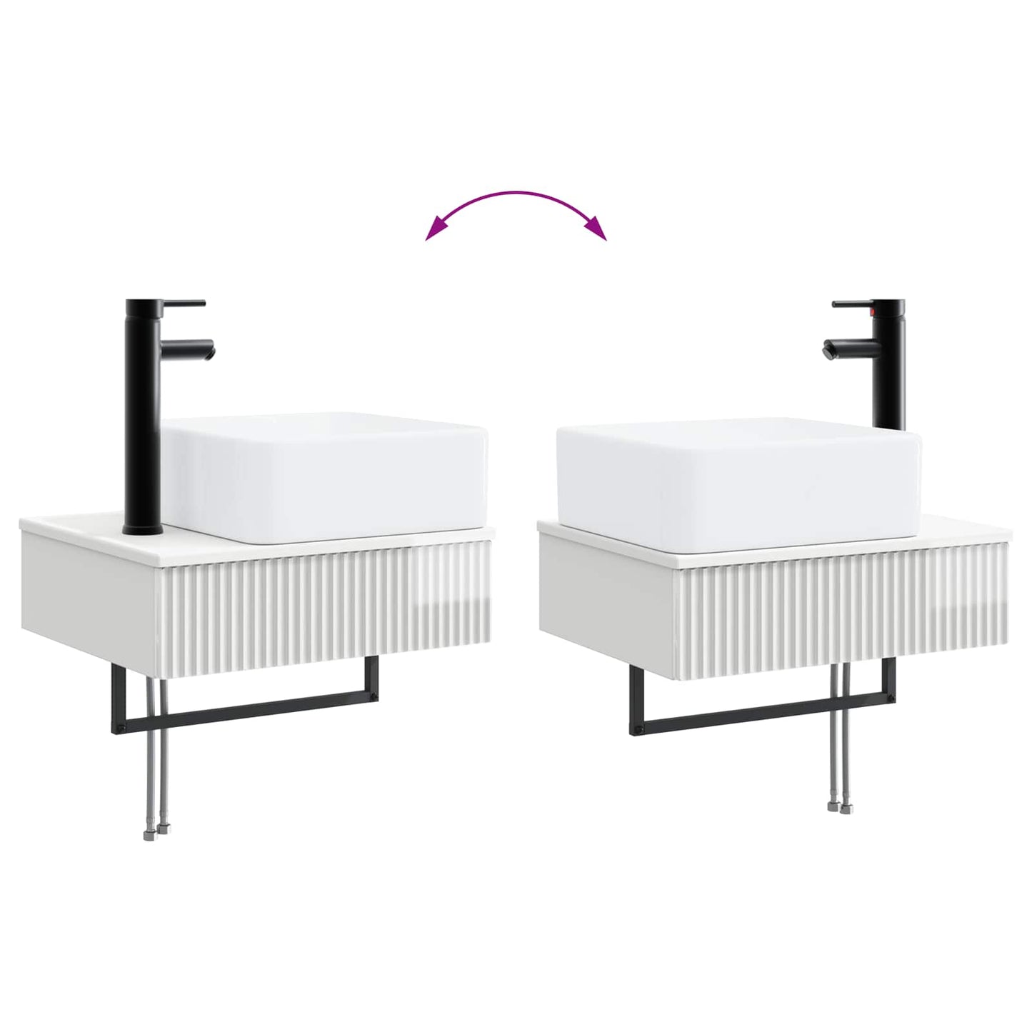 Bathroom Furniture Set 3 pcs High Gloss White Engineered Wood