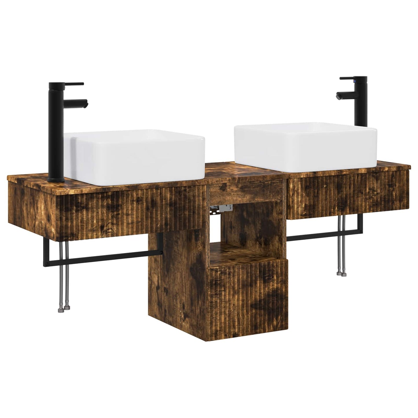 Bathroom Furniture Set 3 pcs Smoked Oak Engineered Wood
