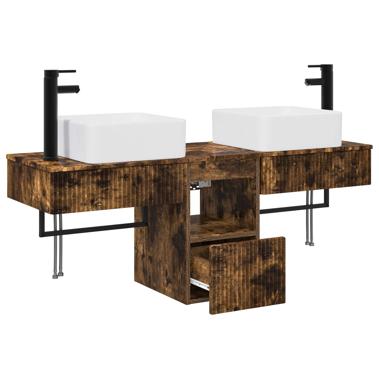 Bathroom Furniture Set 3 pcs Smoked Oak Engineered Wood