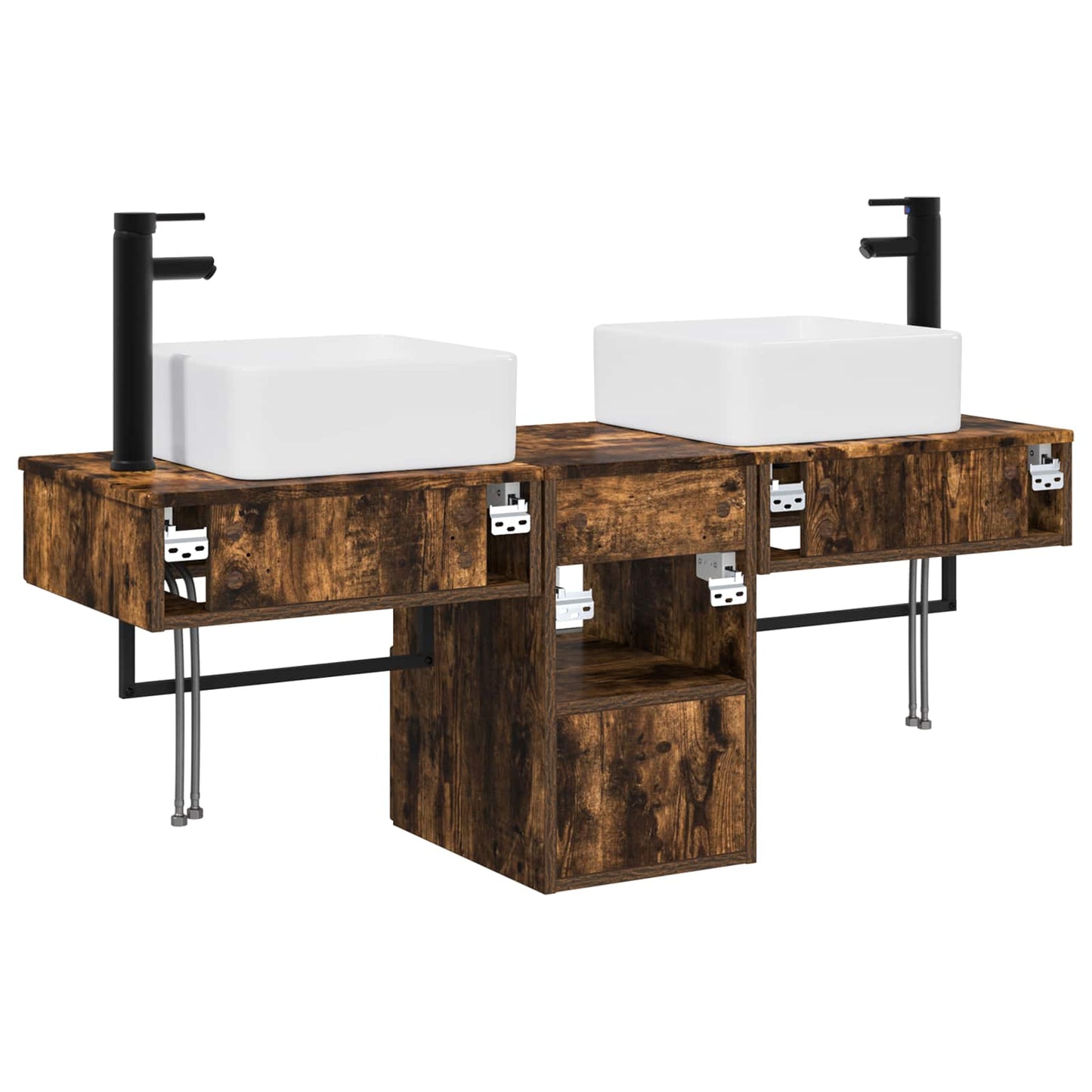Bathroom Furniture Set 3 pcs Smoked Oak Engineered Wood