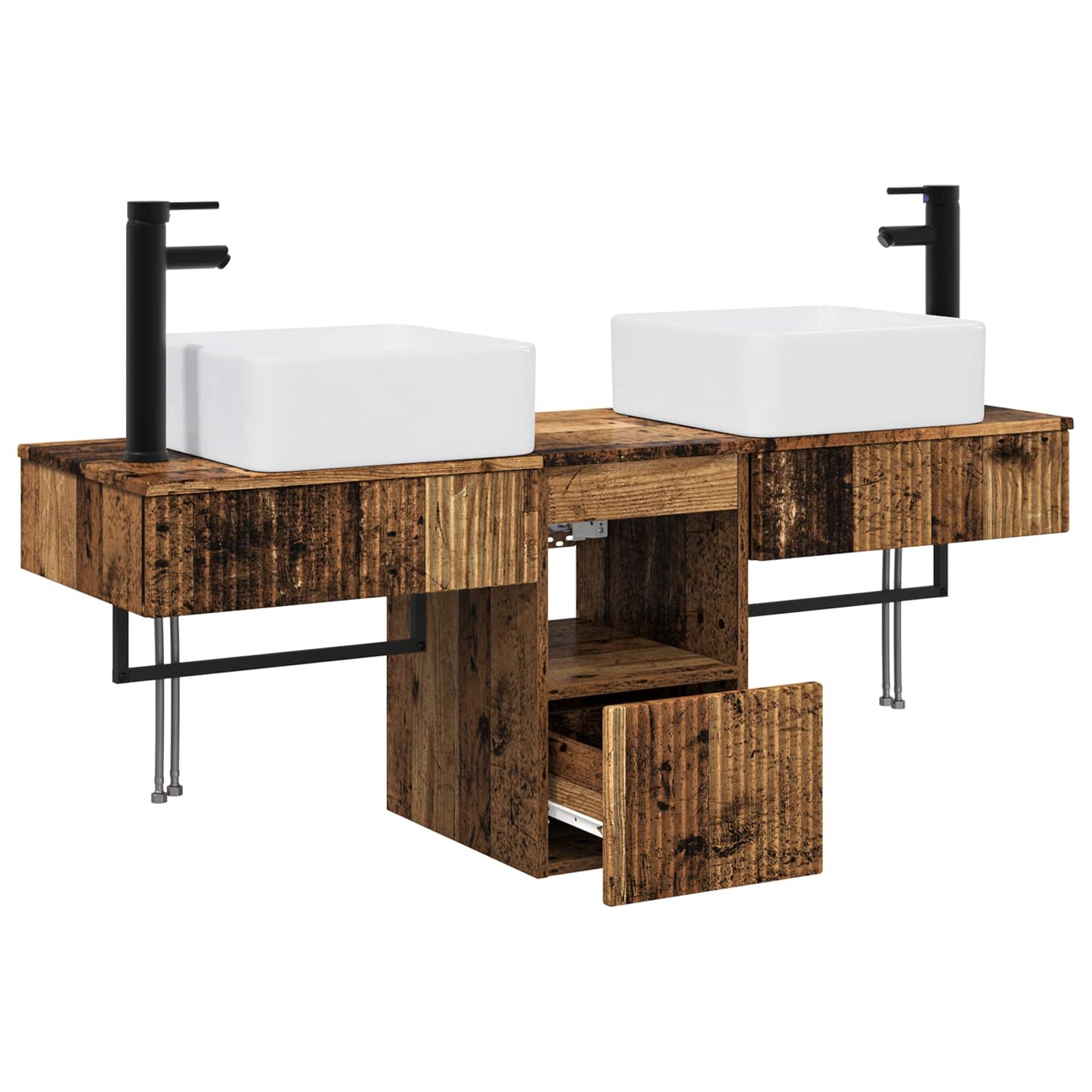 Bathroom Furniture Set 3 pcs Old Wood Engineered Wood