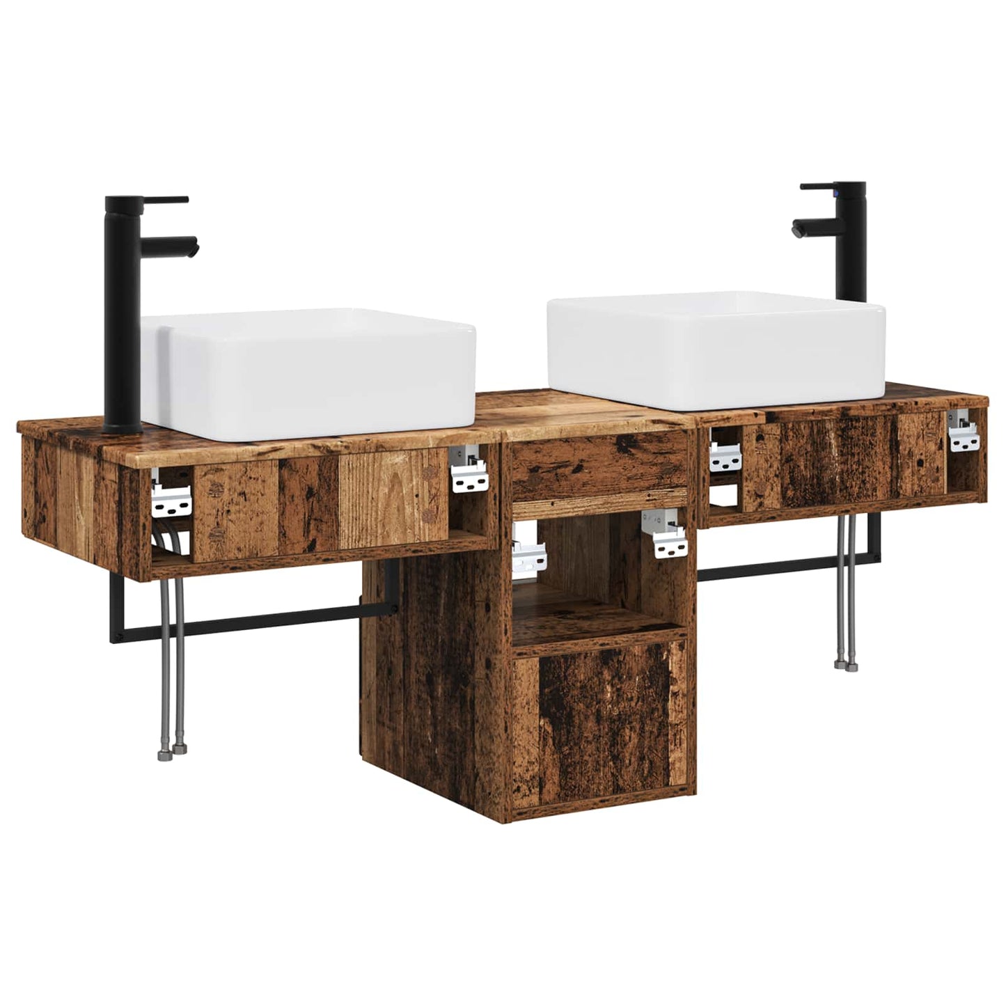 Bathroom Furniture Set 3 pcs Old Wood Engineered Wood