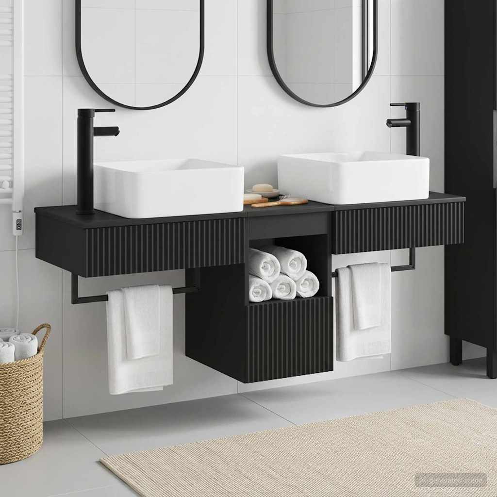 Bathroom Cabinet Set 3 pcs Black 53 x 35 x 39 cm