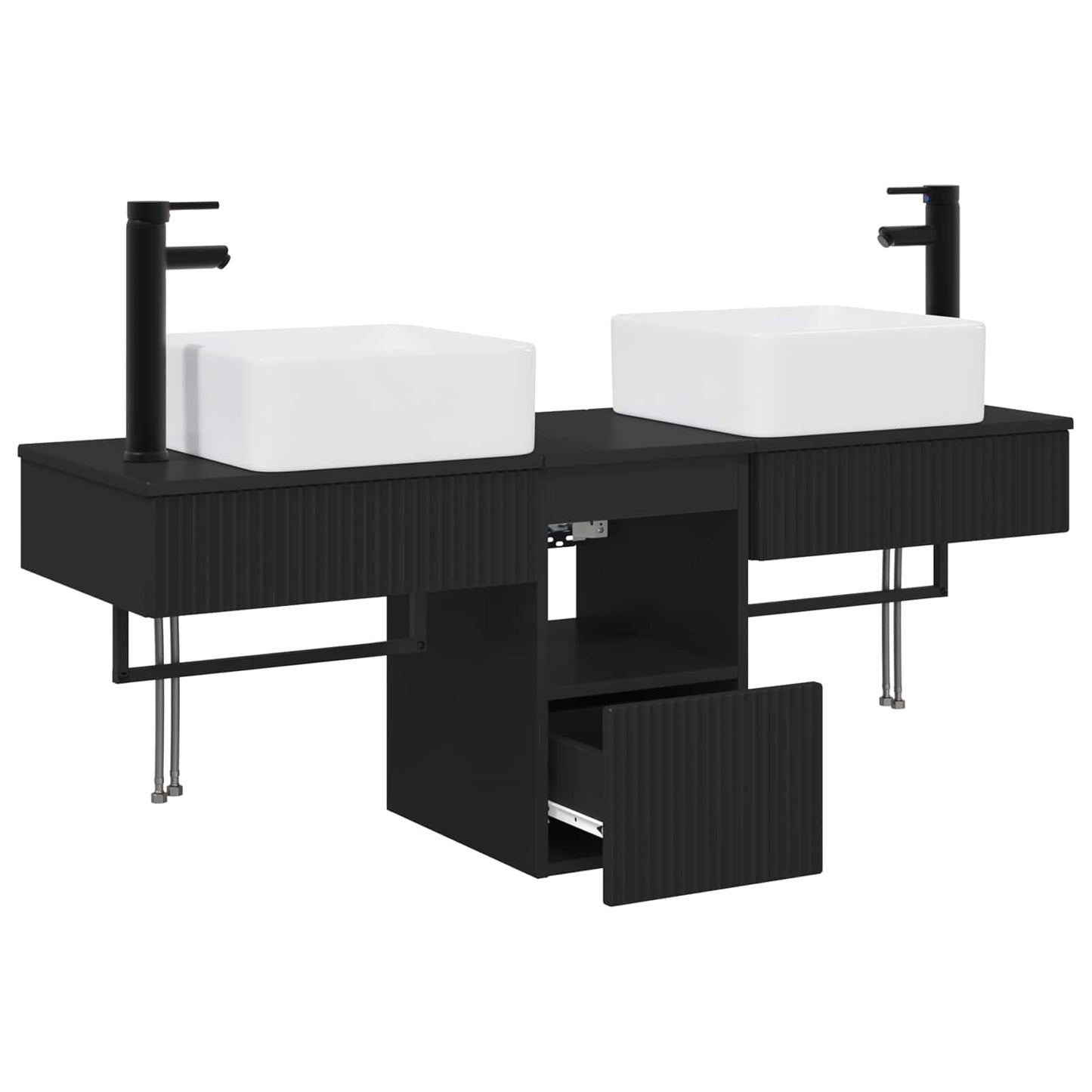 Bathroom Cabinet Set 3 pcs Black 53 x 35 x 39 cm