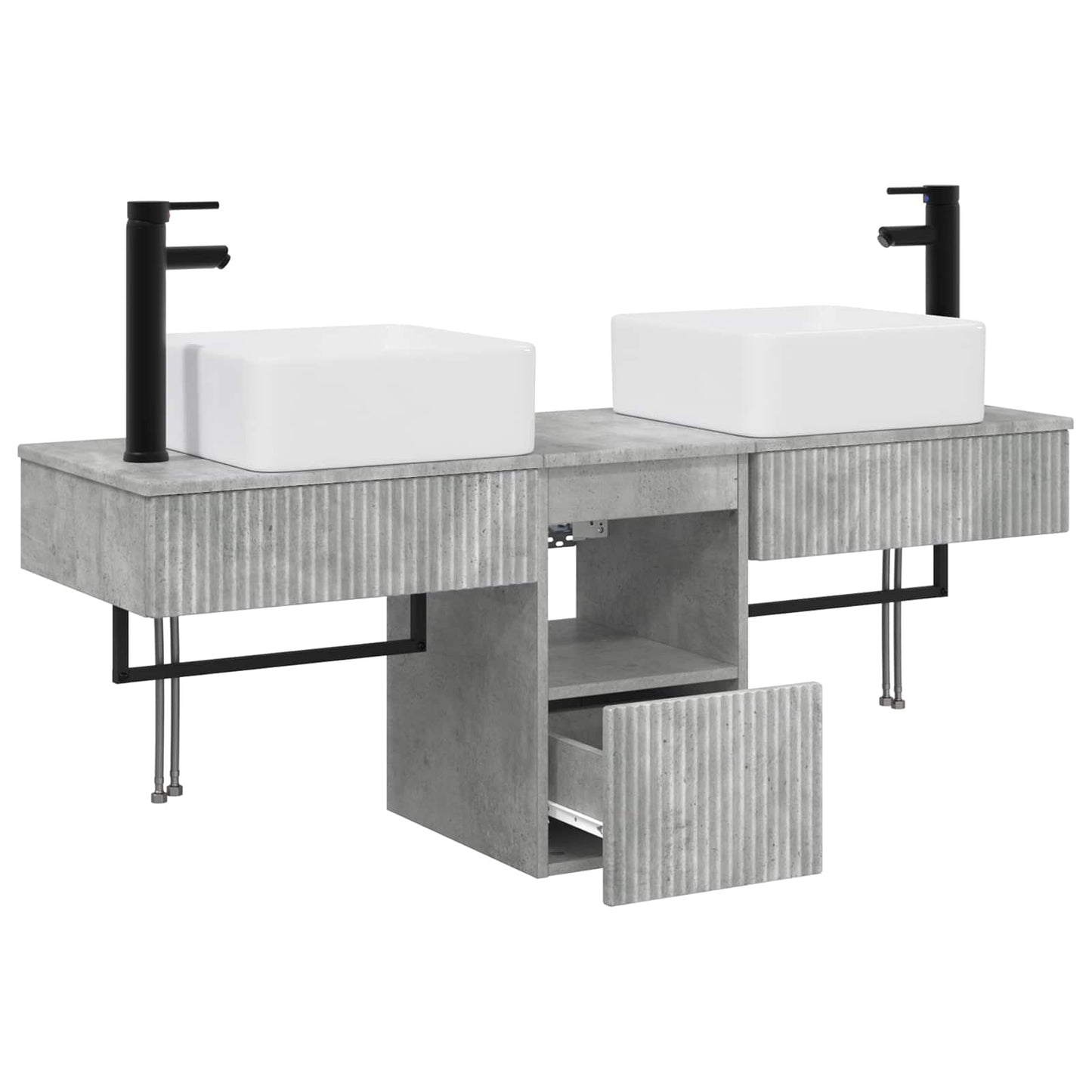 Bathroom Cabinet Set 3 pcs Concrete Grey 53 x 35 x 39 cm