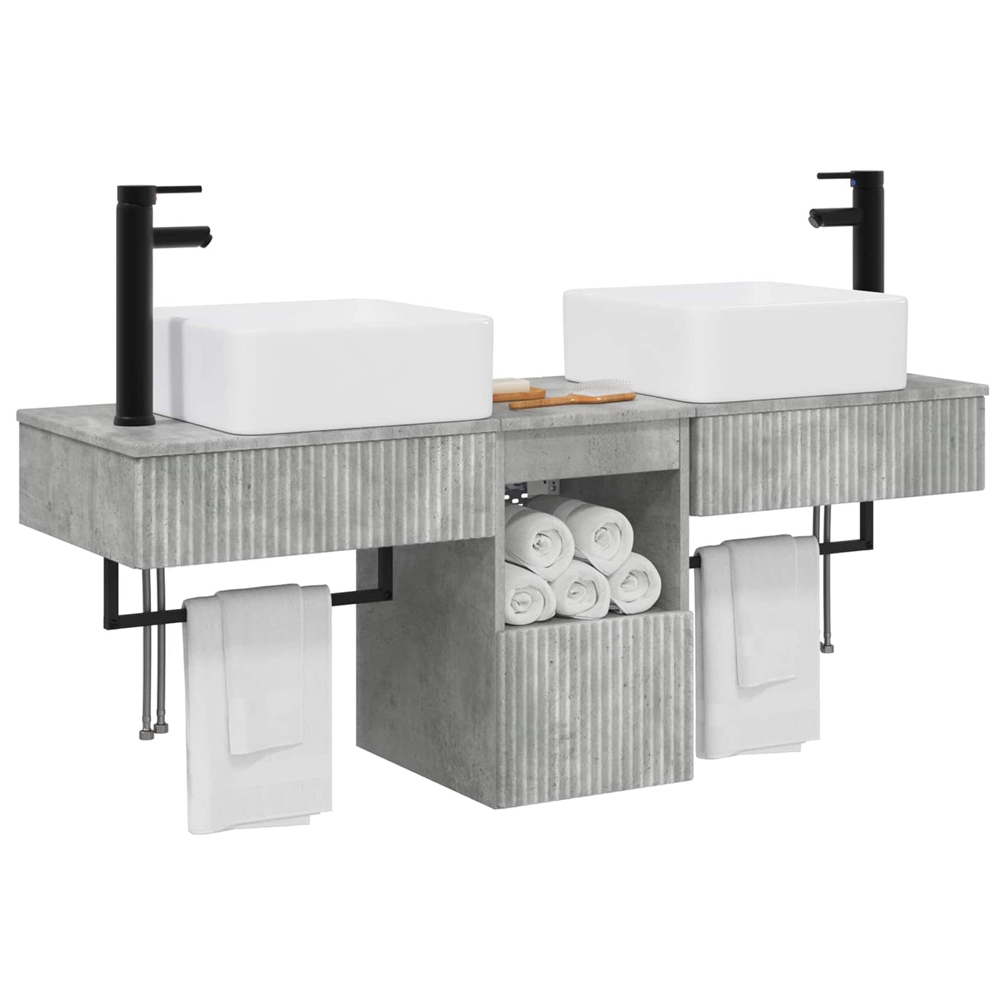 Bathroom Cabinet Set 3 pcs Concrete Grey 53 x 35 x 39 cm