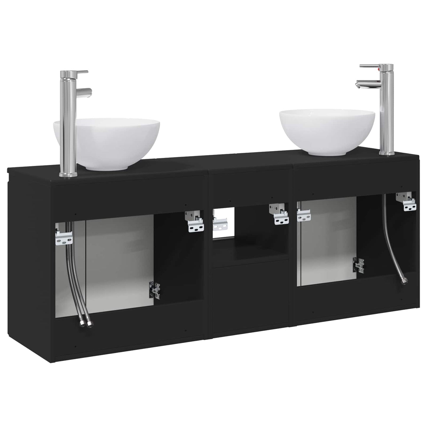Bathroom Cabinet Set 3 pcs Black 49.5 x 35 x 63 cm