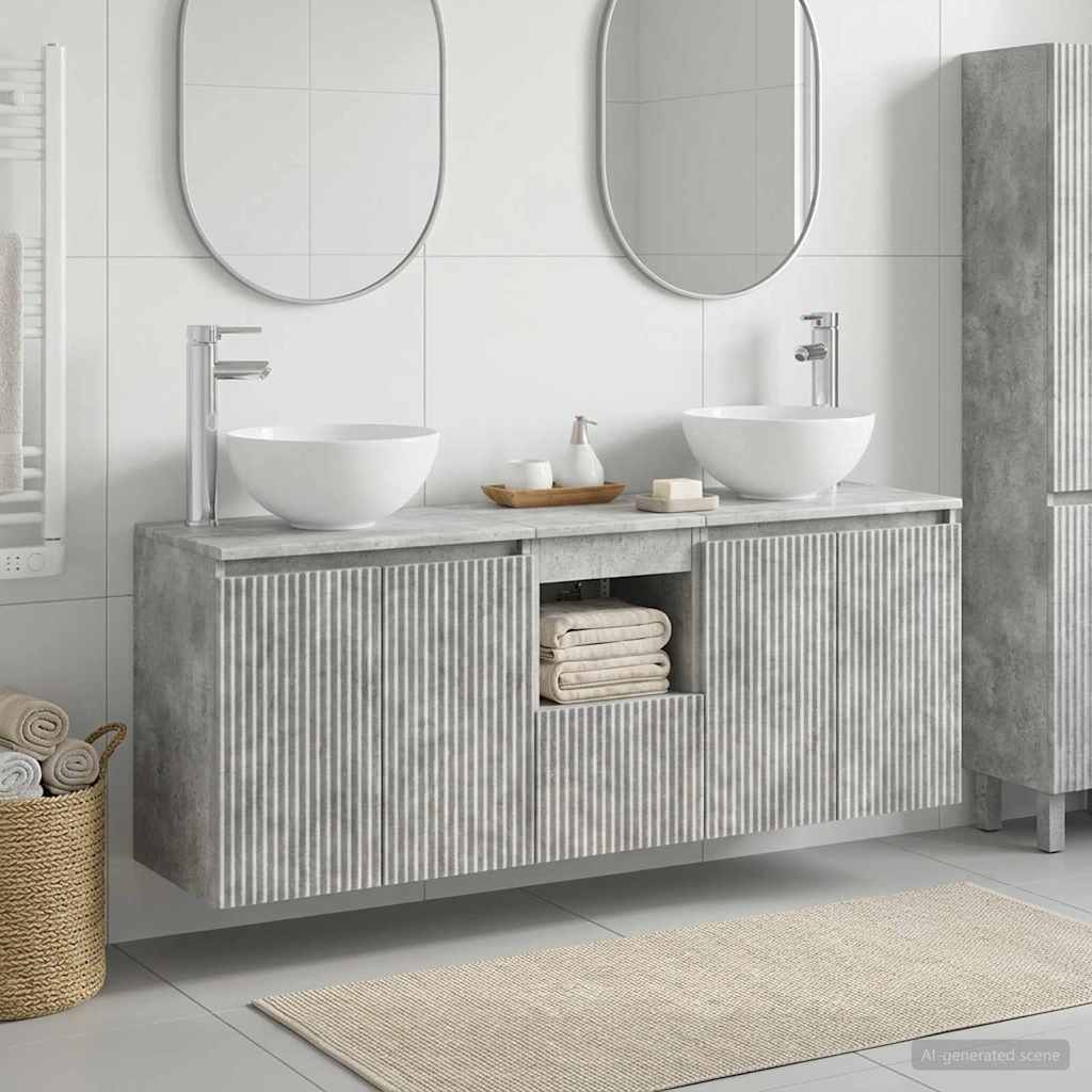 Bathroom Cabinet Set 3 pcs Concrete Grey 49.5 x 35 x 63 cm
