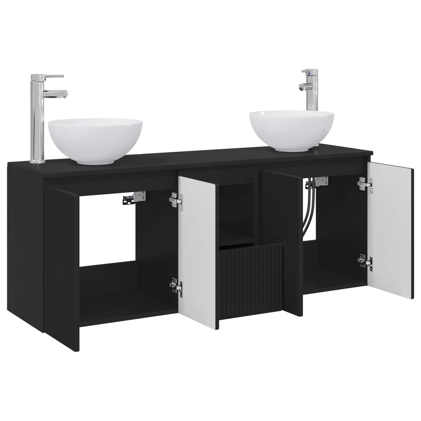 Bathroom Cabinet Set 3 pcs Black 49.5 x 41 x 64.5 cm