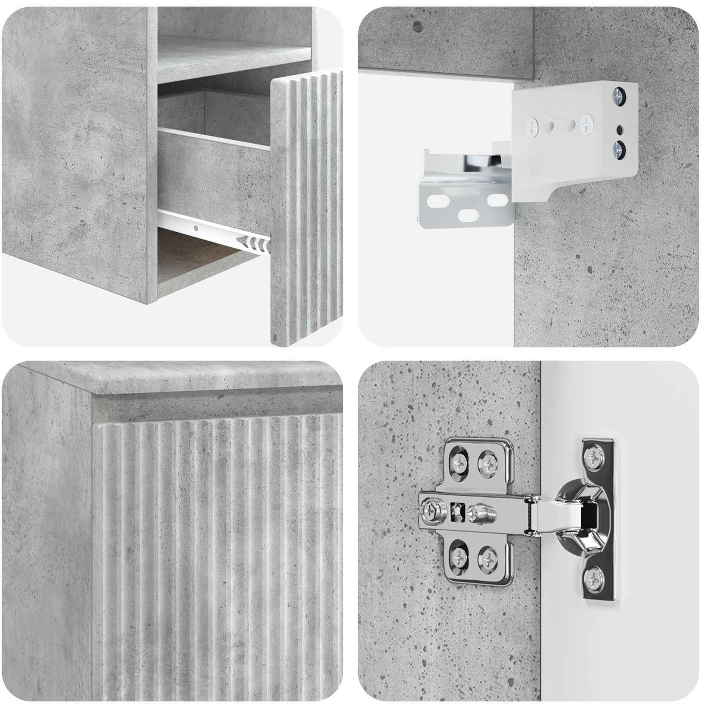 Bathroom Cabinet Set 3 pcs Concrete Grey 49.5 x 41 x 64.5 cm