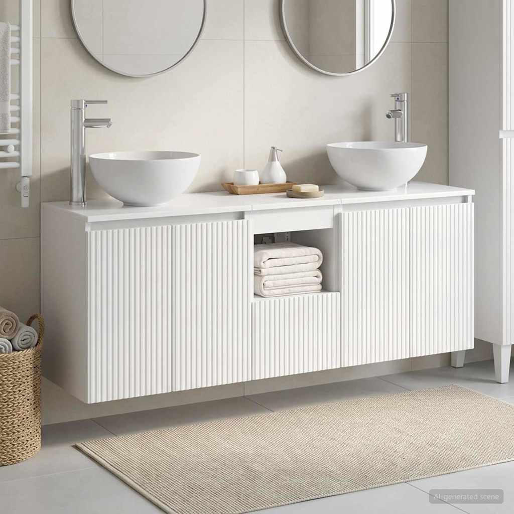Bathroom Cabinet Set 3 pcs High Gloss White 49.5 x 41 x 64.5 cm
