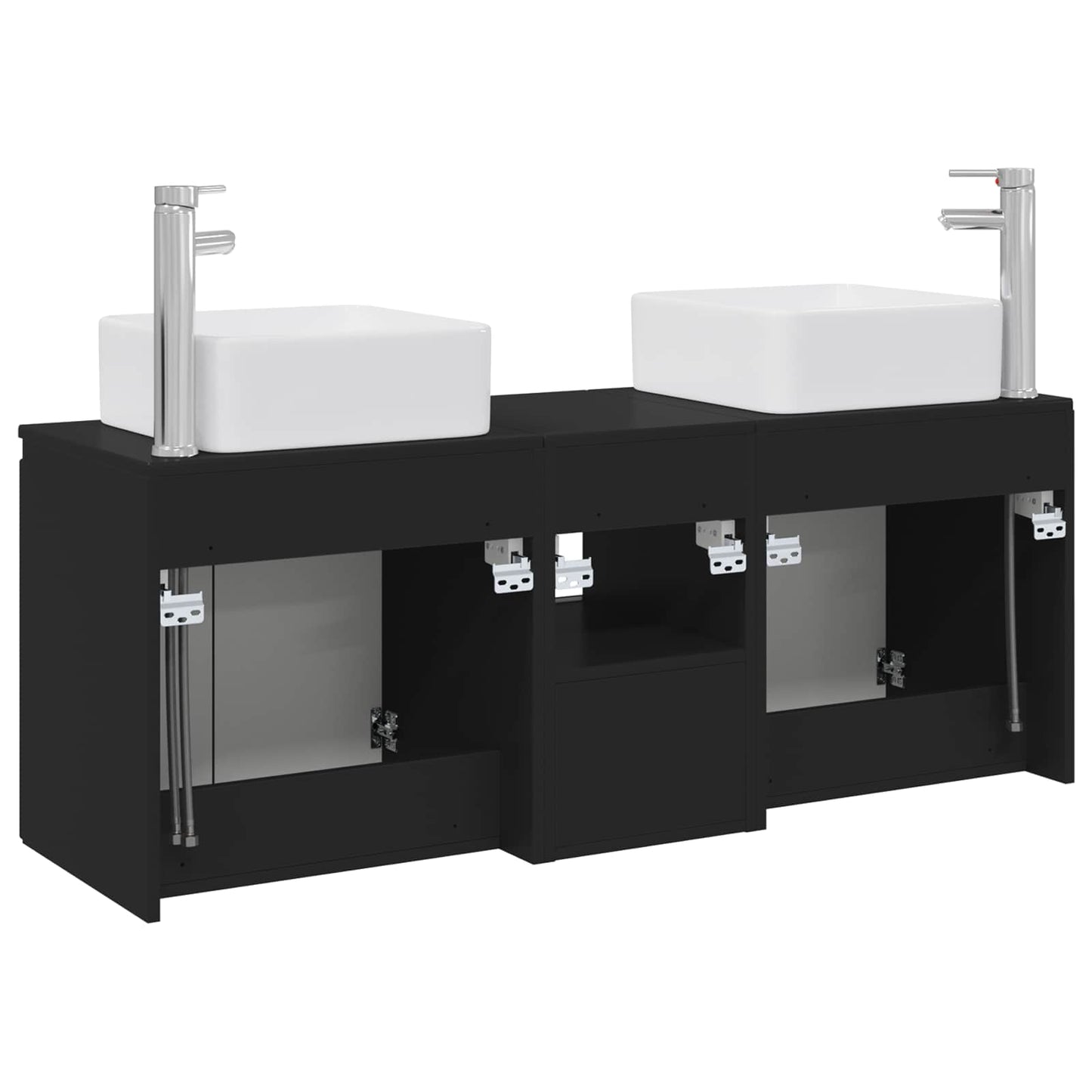 Bathroom Cabinet Set 3 pcs Black 49.5 x 41 x 63 cm