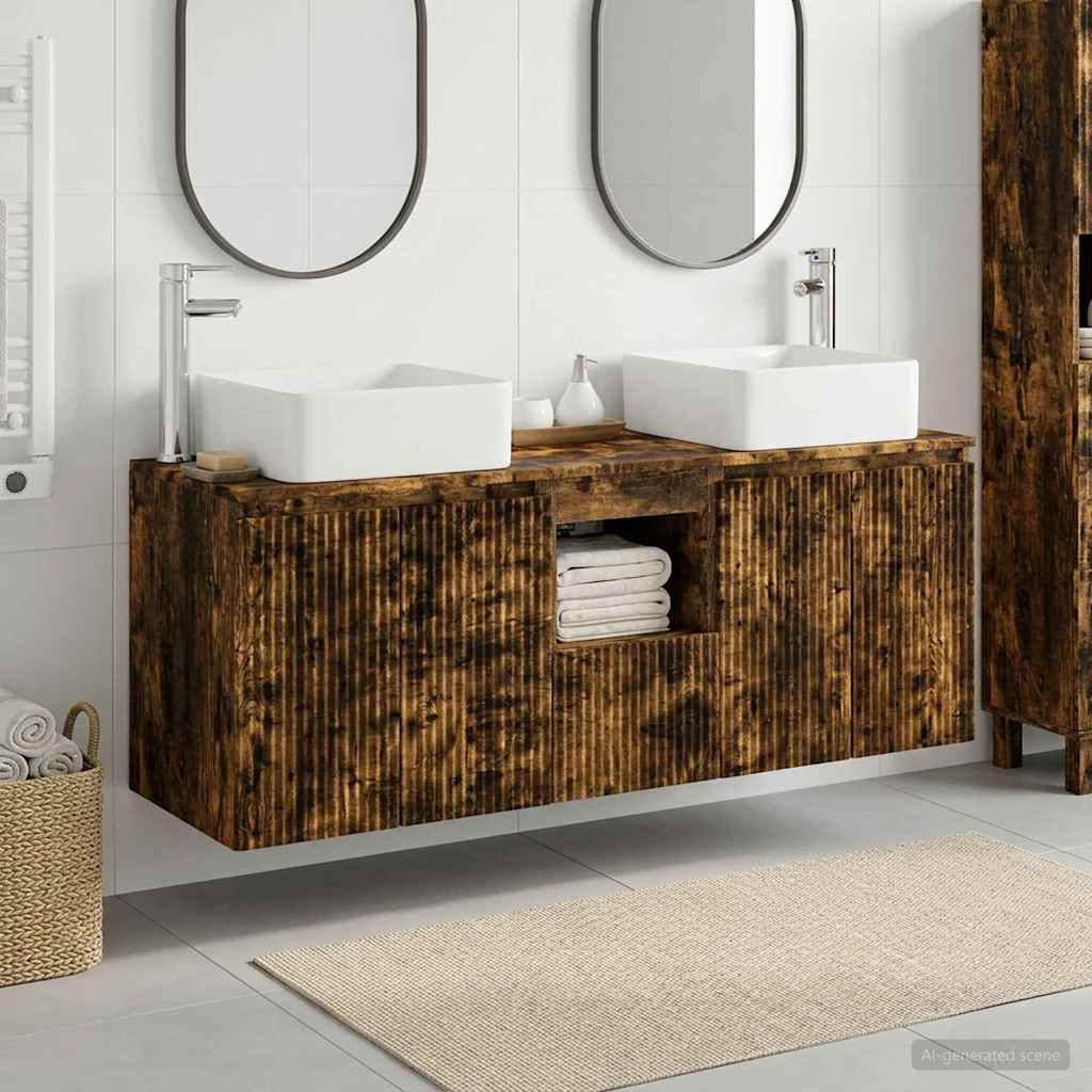 Bathroom Cabinet Set 3 pcs Smoked Oak 49.5 x 41 x 63 cm